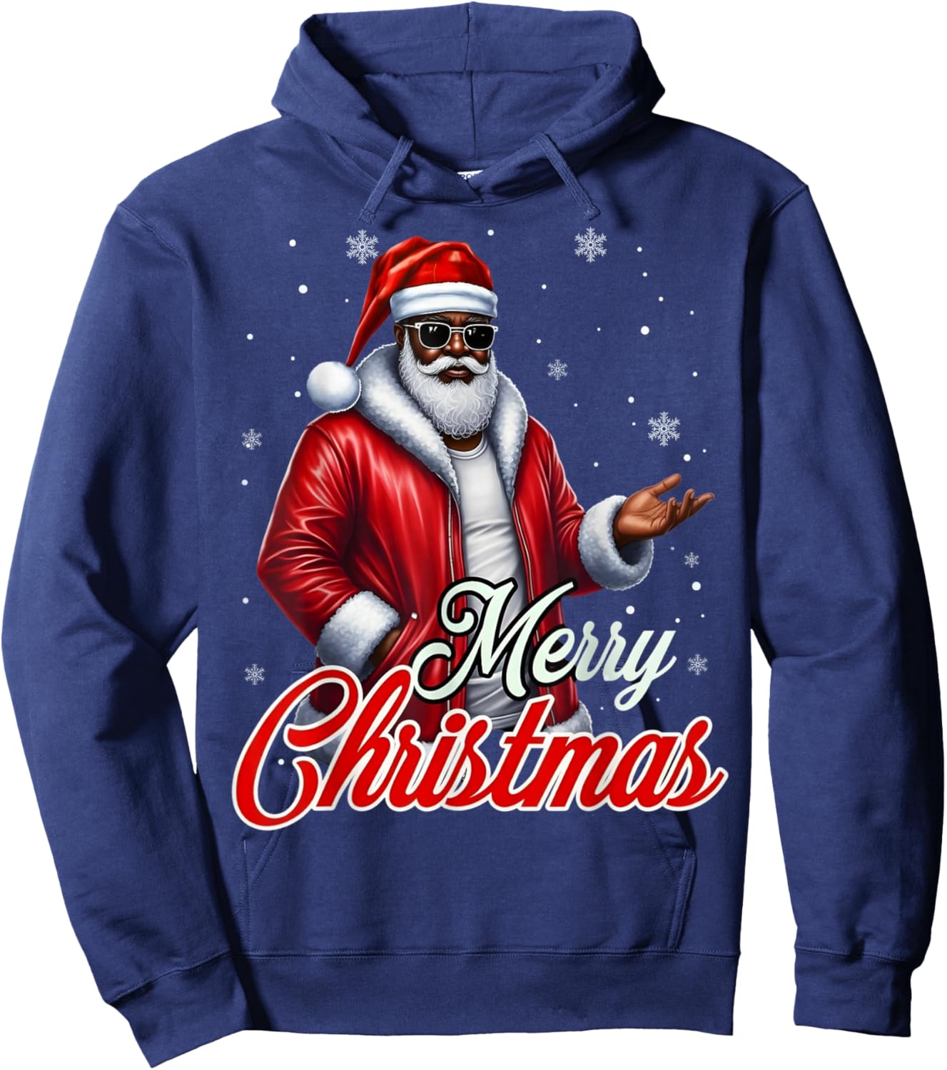 African American Santa Christmas Cool Black X-Mas Men Boy Hoodie - Hoodie | Navy