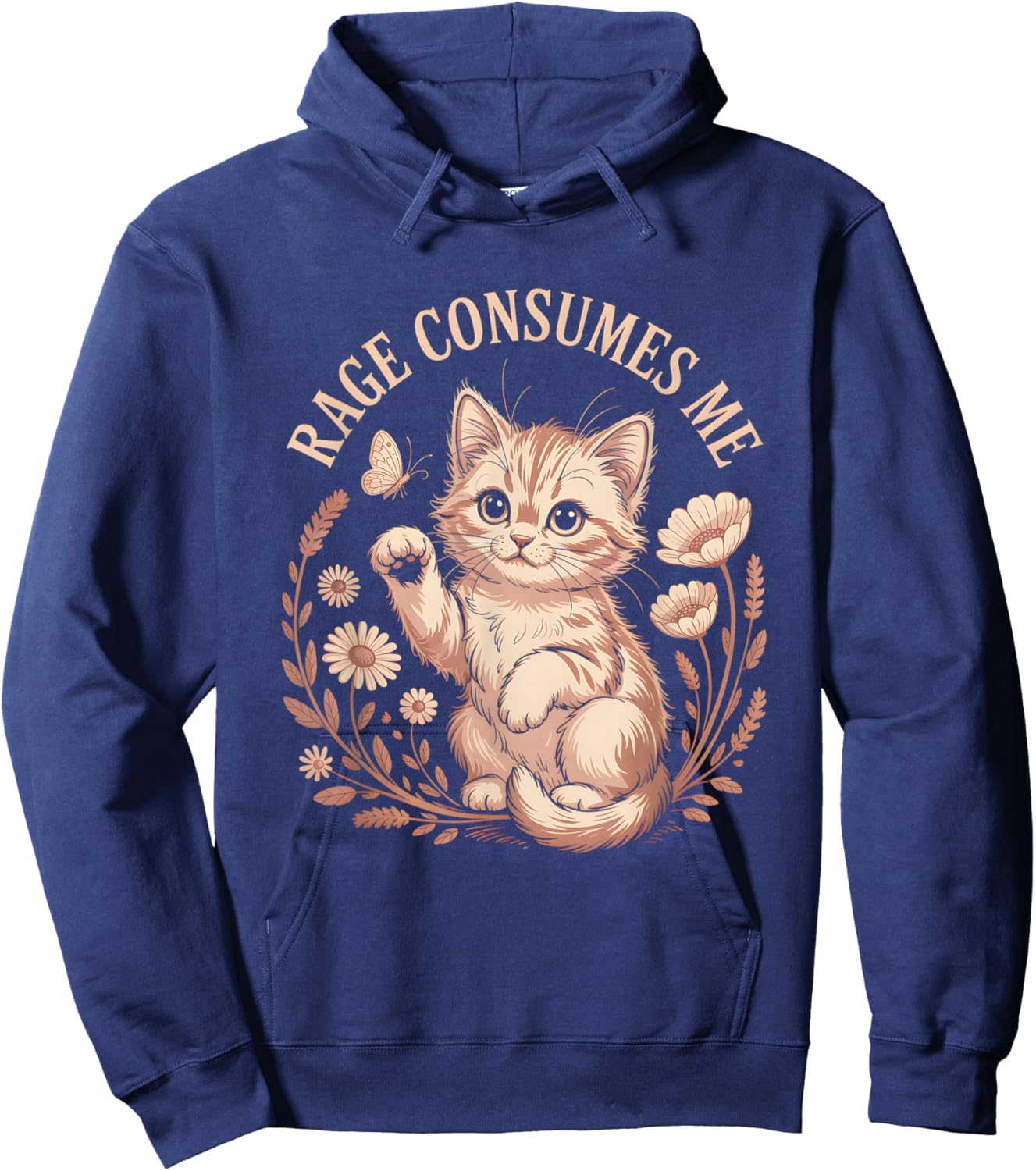 Cute Kitten Meme Rage Consumes Me Shirt Hoodie - Hoodie | Navy
