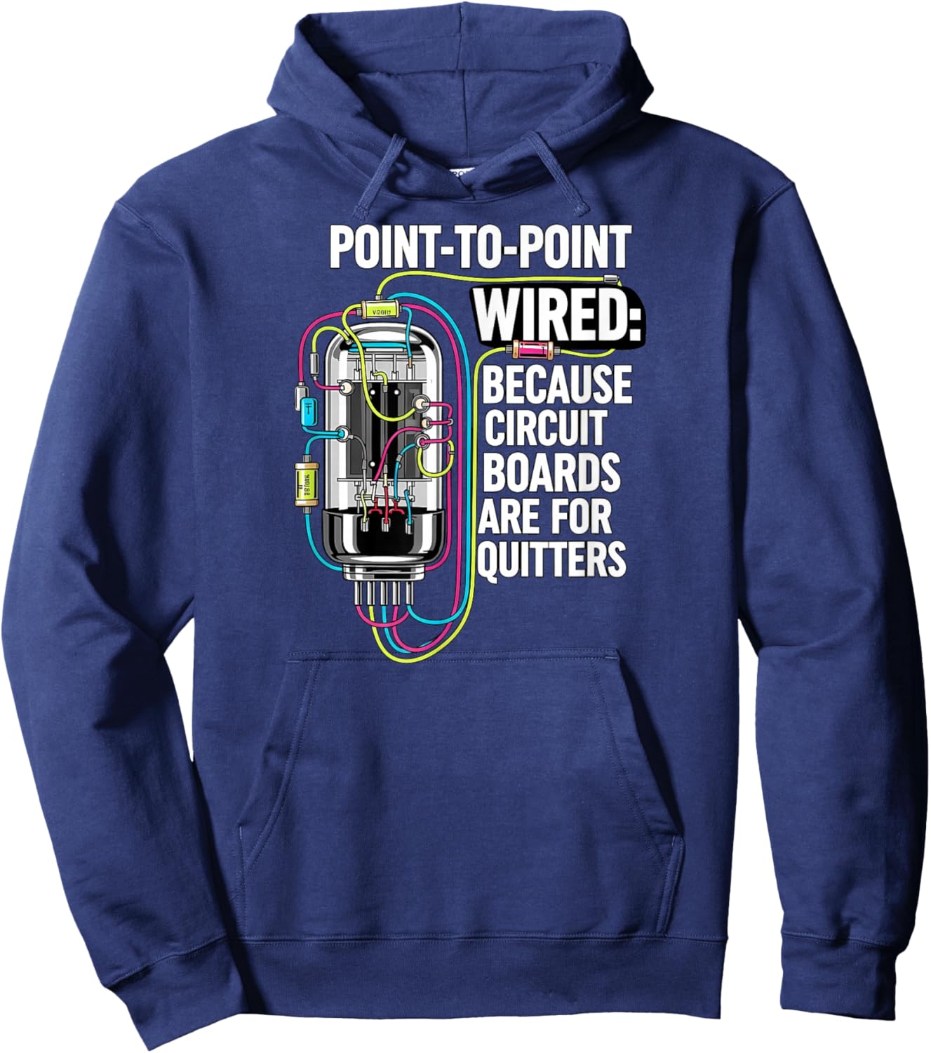 Point to Point Wired Vacuum Tube Vintage Audio Amp Hoodie - Hoodie | Navy