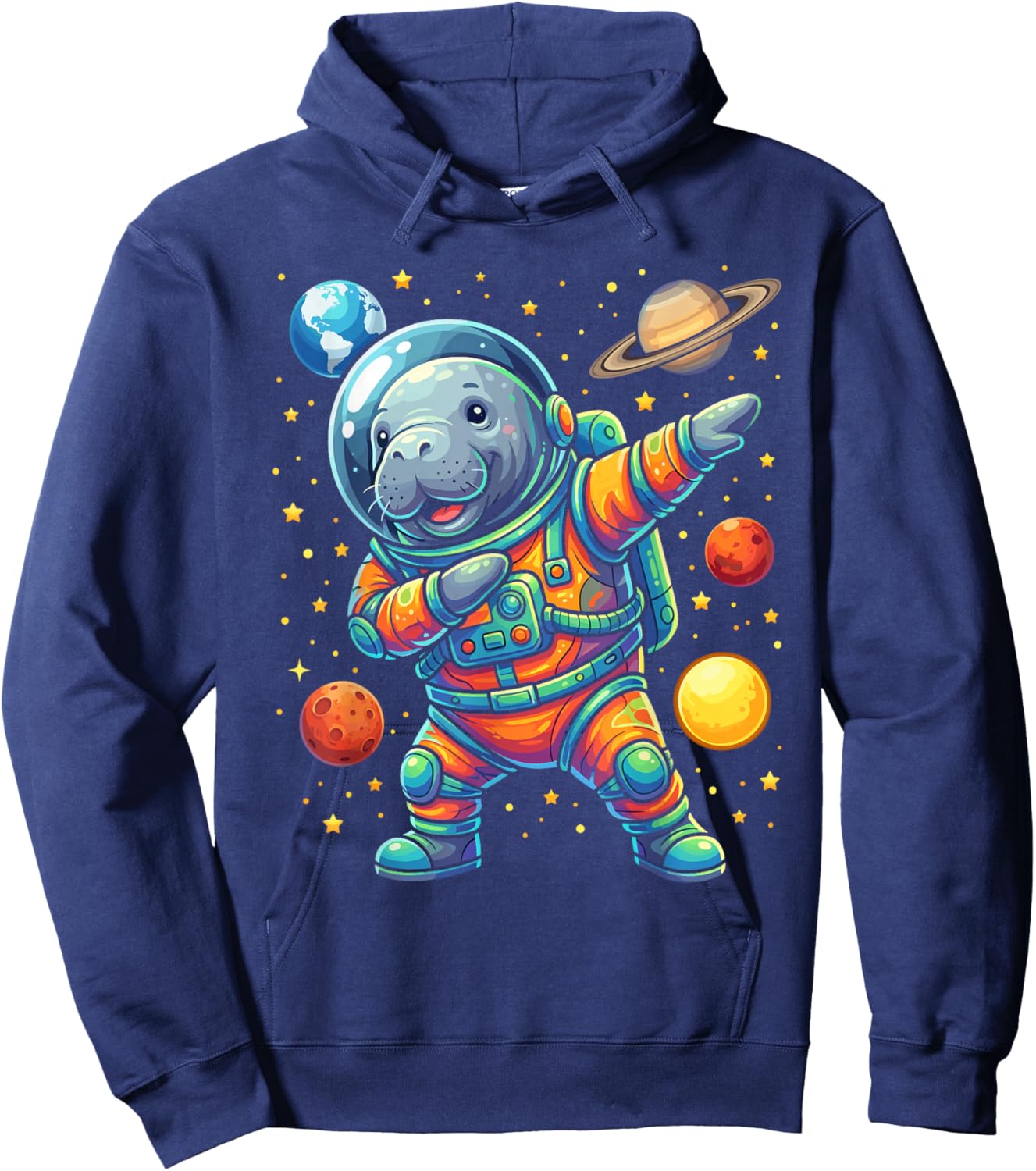 Manatee Astronaut Dabbing Funny Space Animal for Kids Hoodie - Hoodie | Navy