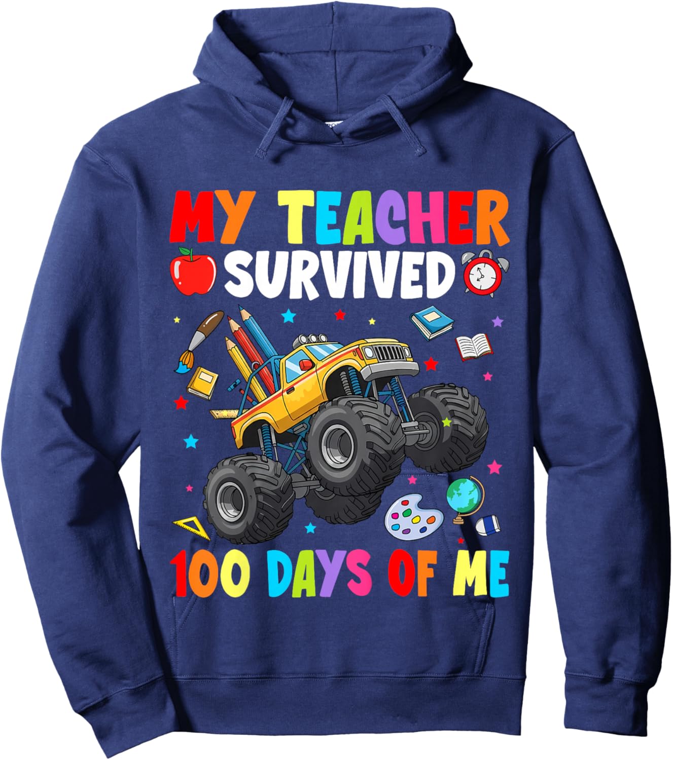 My Teacher Survived 100 Days of Me 100th Day of School Boys Hoodie - Hoodie | Navy