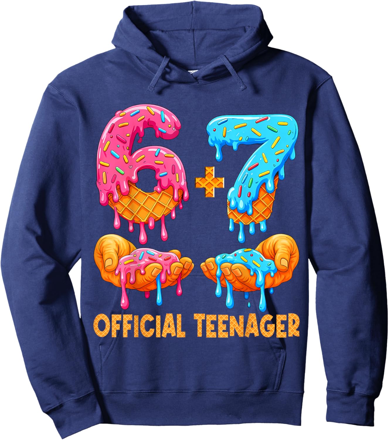 6+7 13 Year Old Official Teenager 13th Birthday Ice Cream Hoodie - Hoodie | Navy