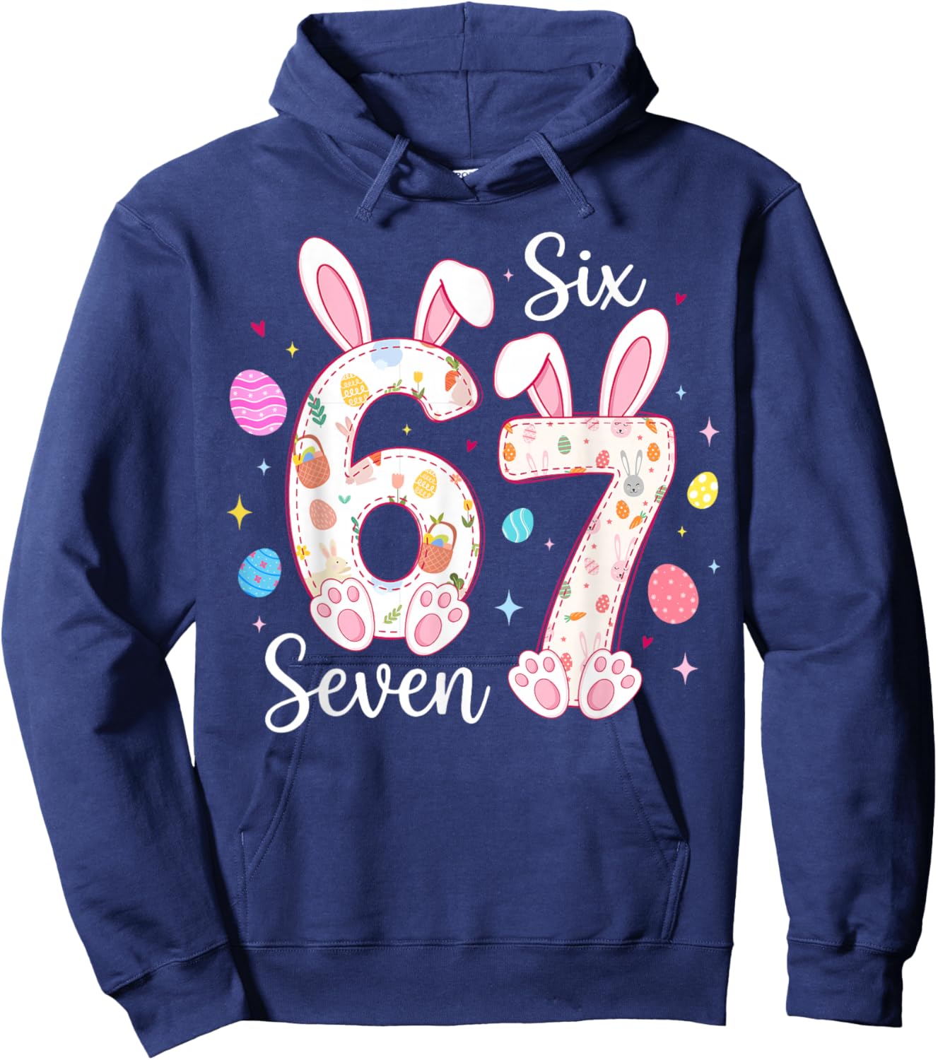 Six Seven 67 Bunny Rabbit for Kids Girls Boys Easter Day Hoodie - Hoodie | Navy