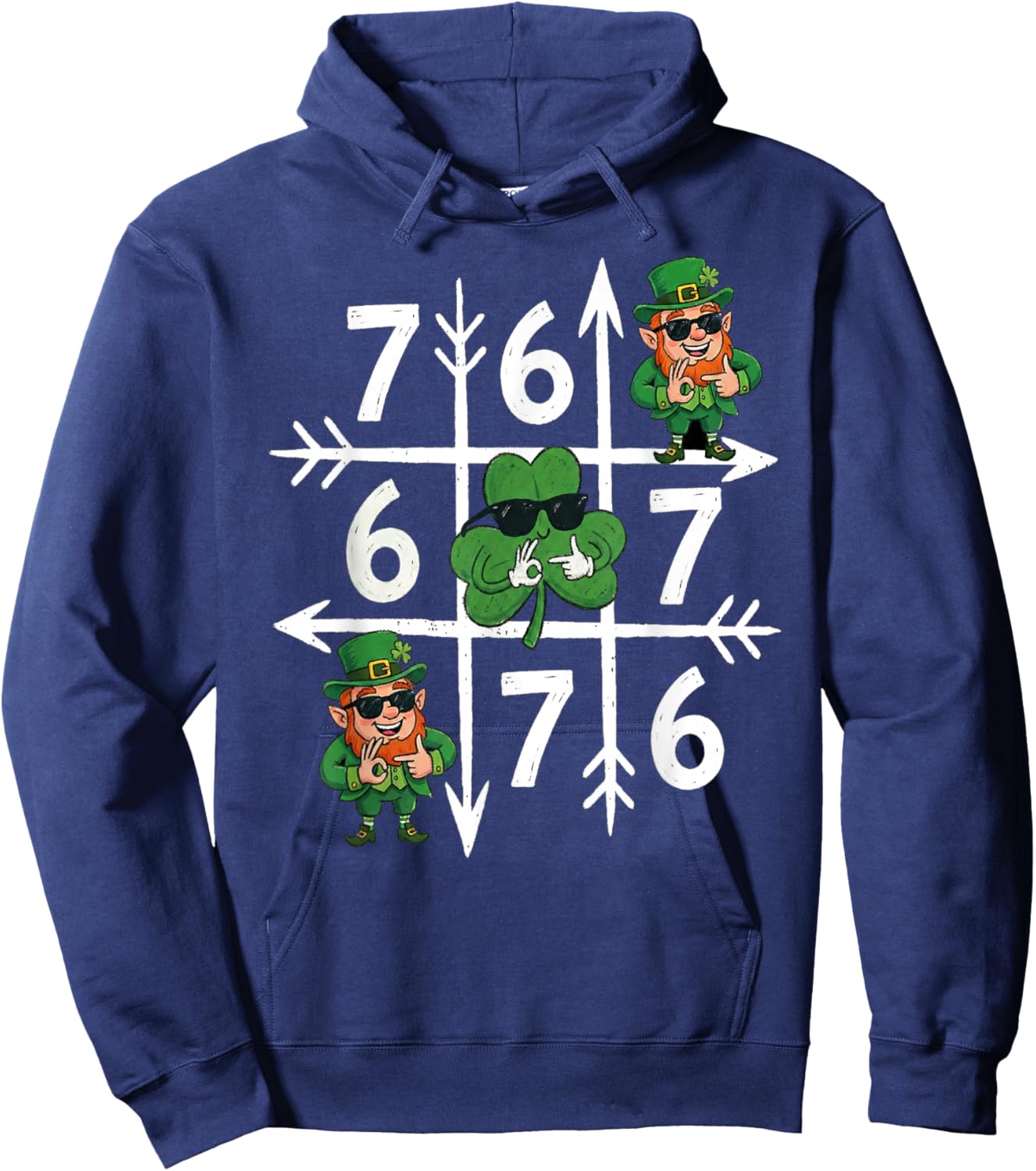 Funny 6 7 St. Patricks Day Six Seven Meme Hoodie - Hoodie | Navy