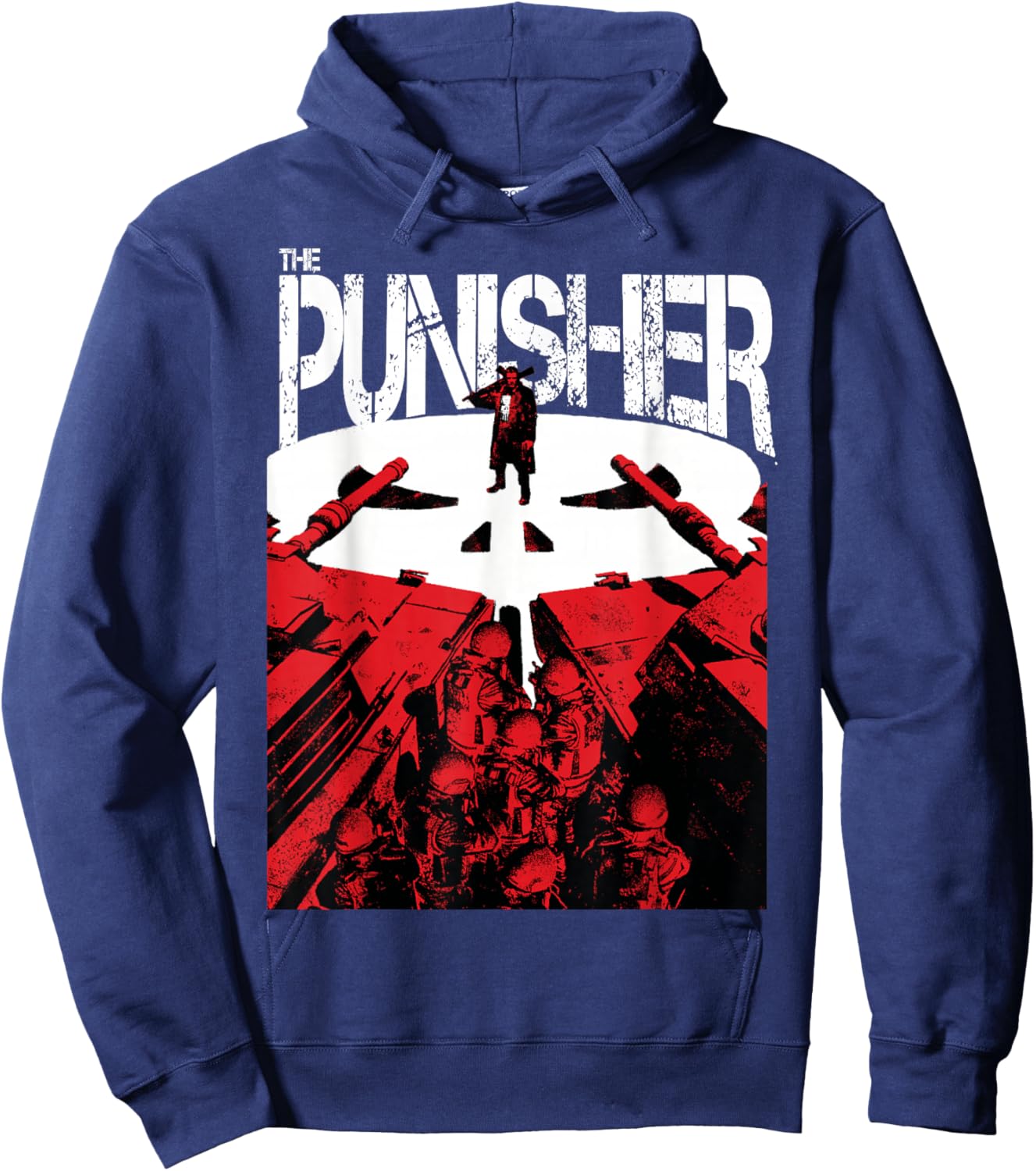 Marvel Comics The Punisher Frank Action Distressed Poster Hoodie - Hoodie | Navy