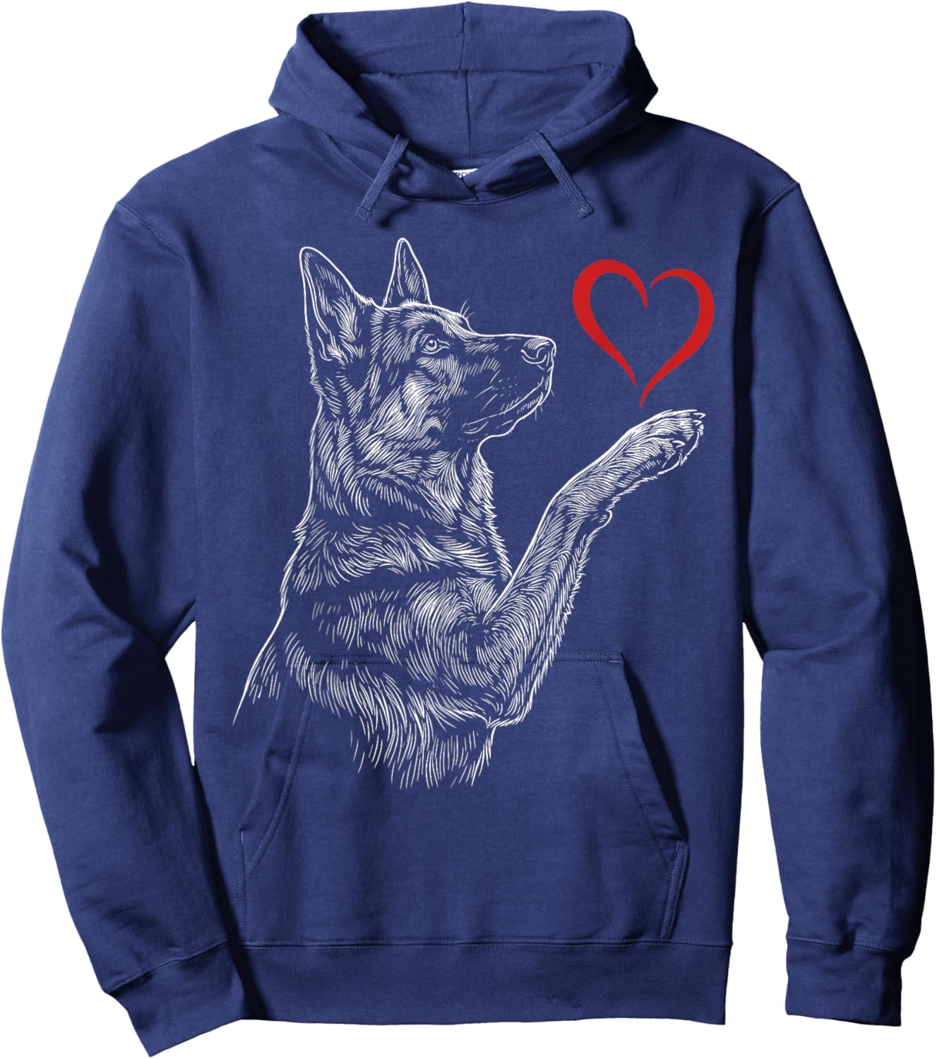 German Shepherd Lover Dog Art Holding Heart Valentines Hoodie - Hoodie | Navy