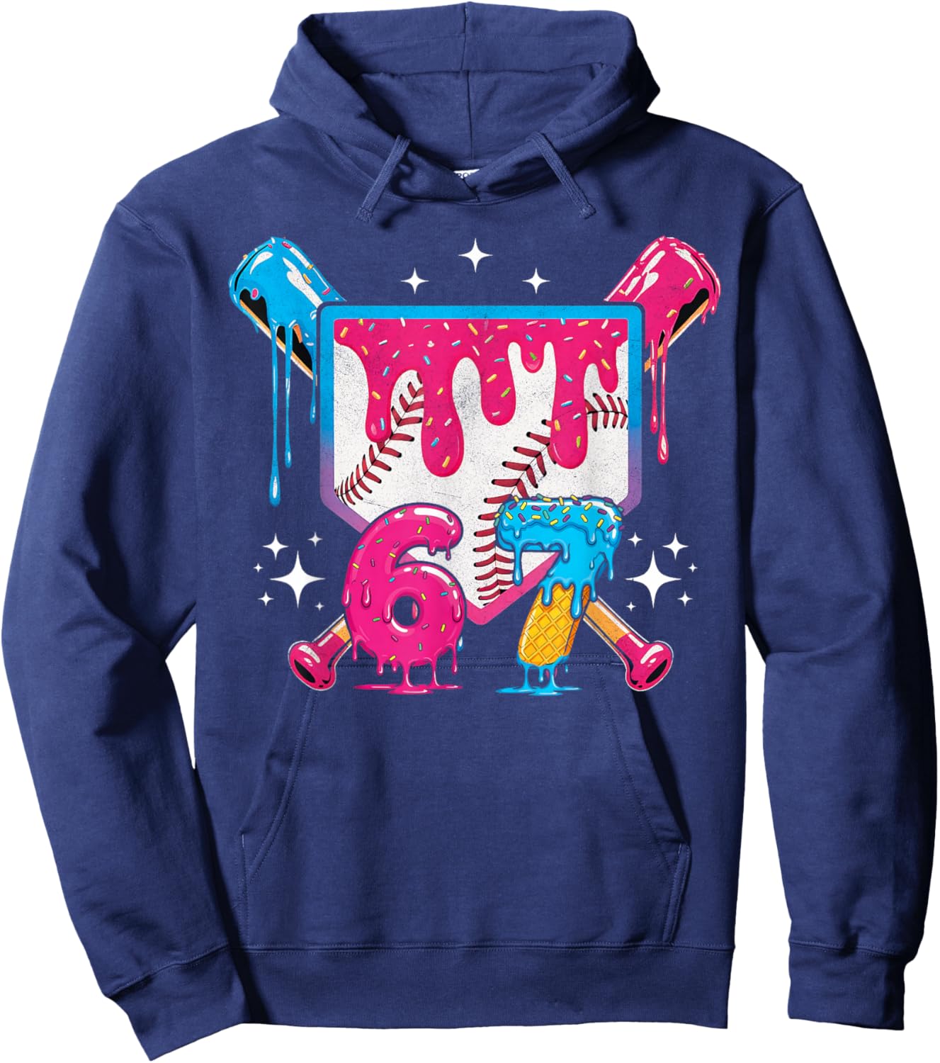 67 Six Seven Ice Cream Drip Baseball Boys Youth Hoodie - Hoodie | Navy