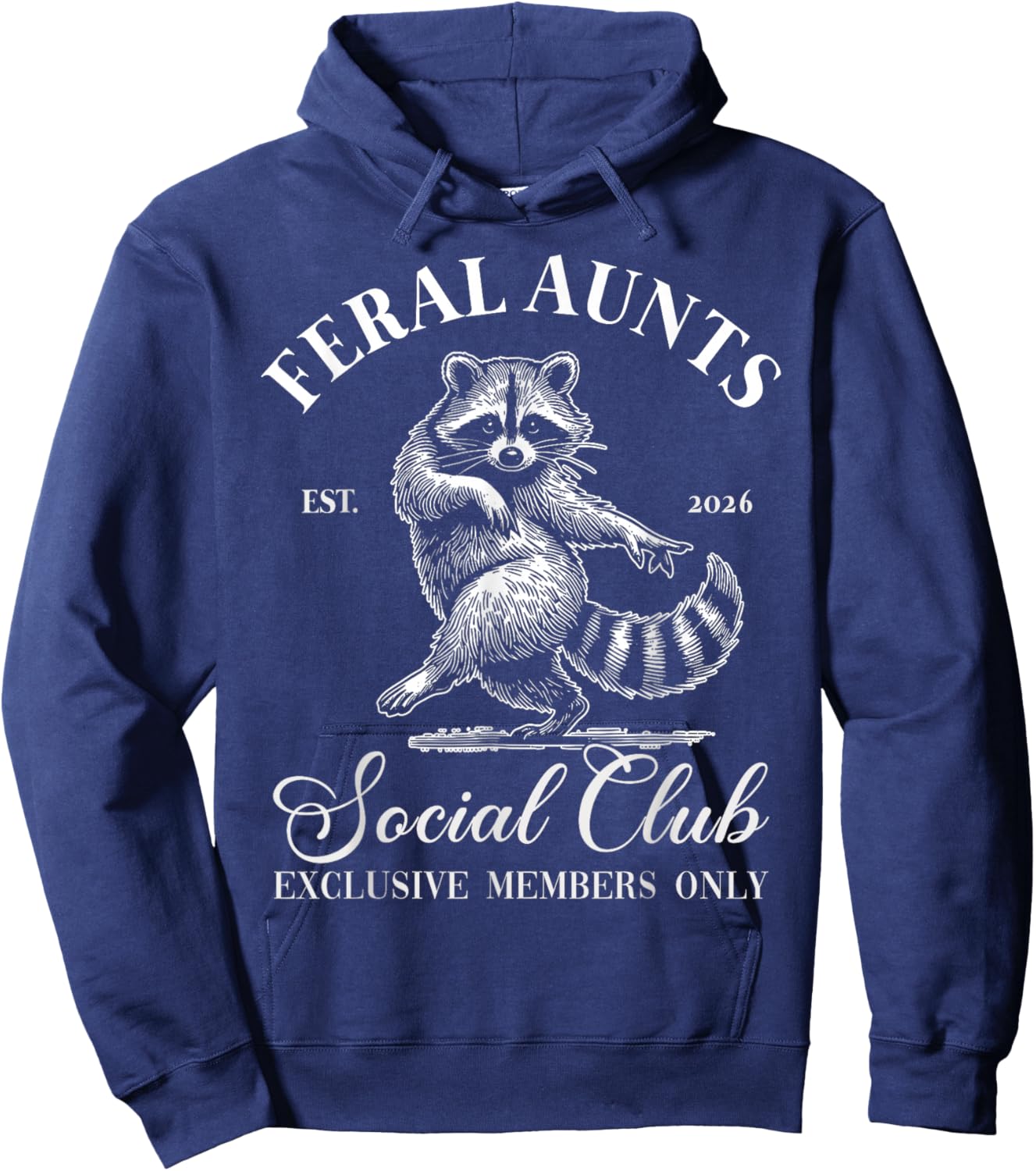 Feral Aunts Cool Raccoon Baby Announcement Aunt to Be 2026 Hoodie - Hoodie | Navy