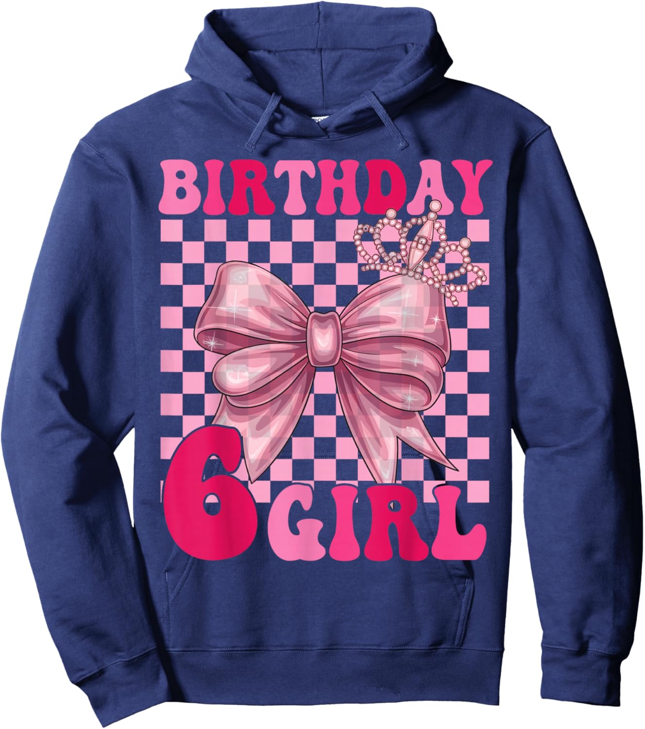 Its My 6th Birthday Girl Coquette Bow 6 Year Old Party Girl Hoodie - Hoodie | Navy
