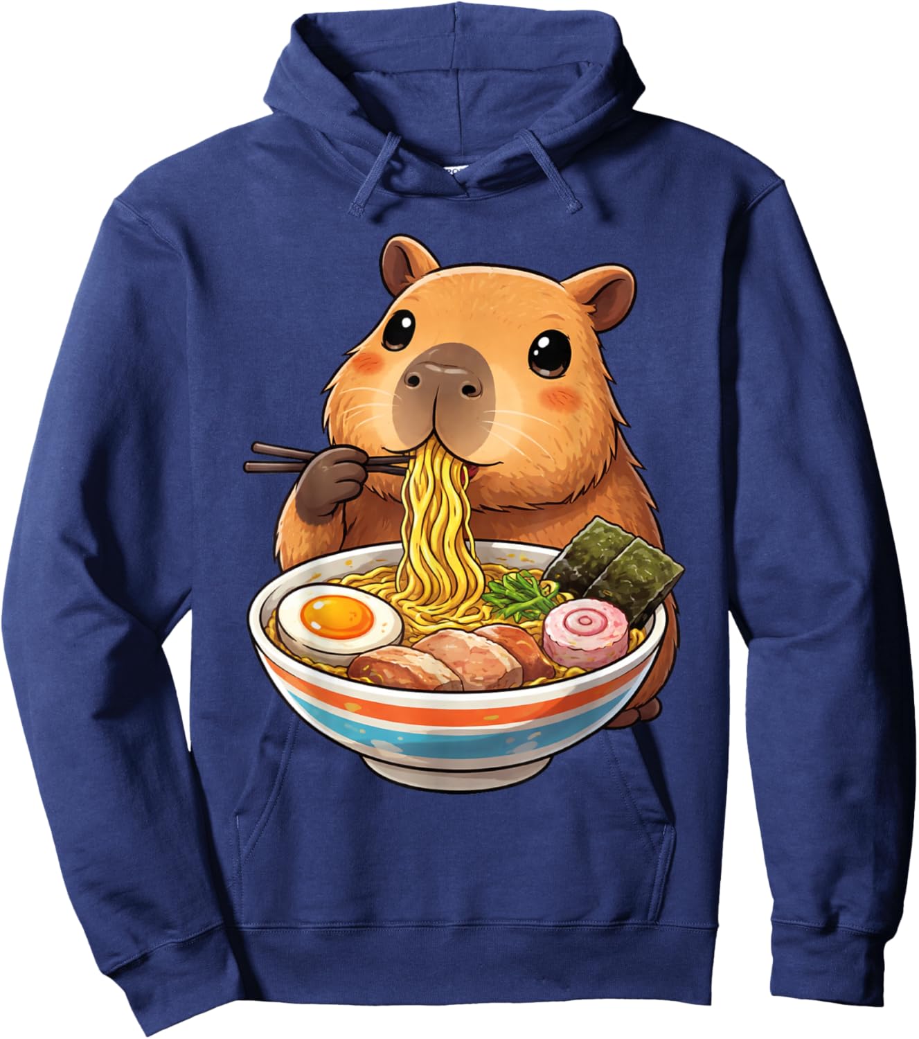 Capybara Eating Ramen Noodles Japanese Kawaii Graphic Hoodie - Hoodie | Navy