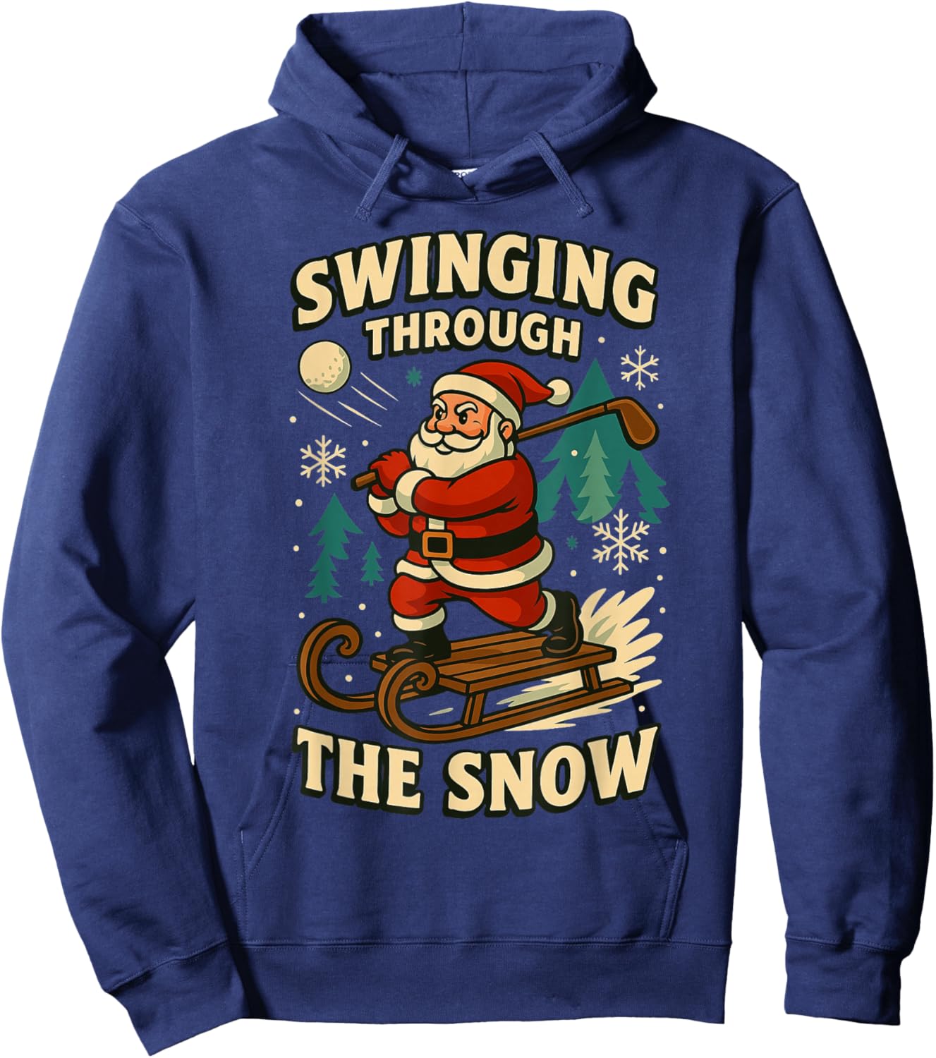 Funny Santa Golfing Christmas Golfer Golf Xmas Men Boys Kids Hoodie - Hoodie | Navy