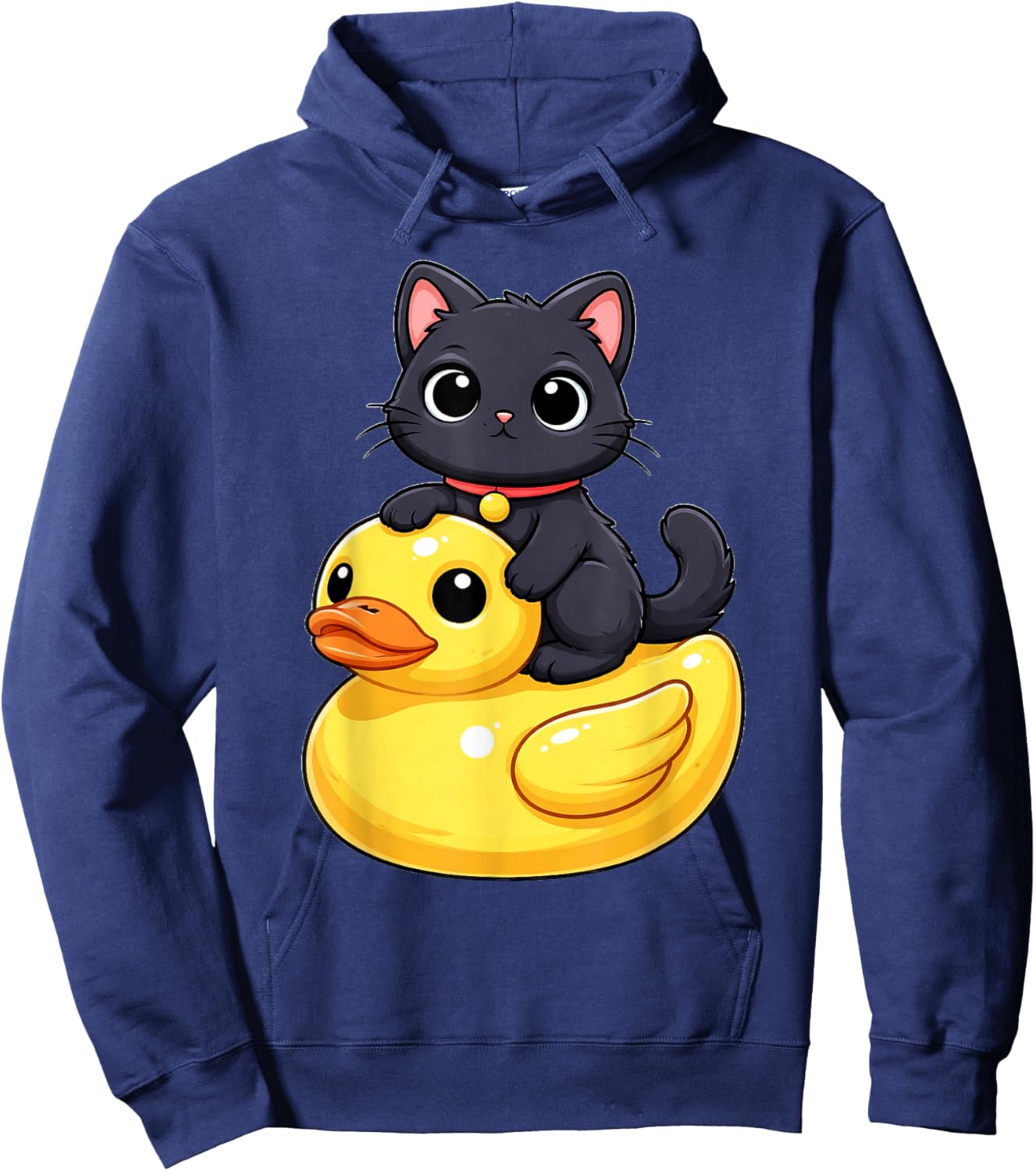Cute Black Cat Rubber Duck Hoodie - Hoodie | Navy