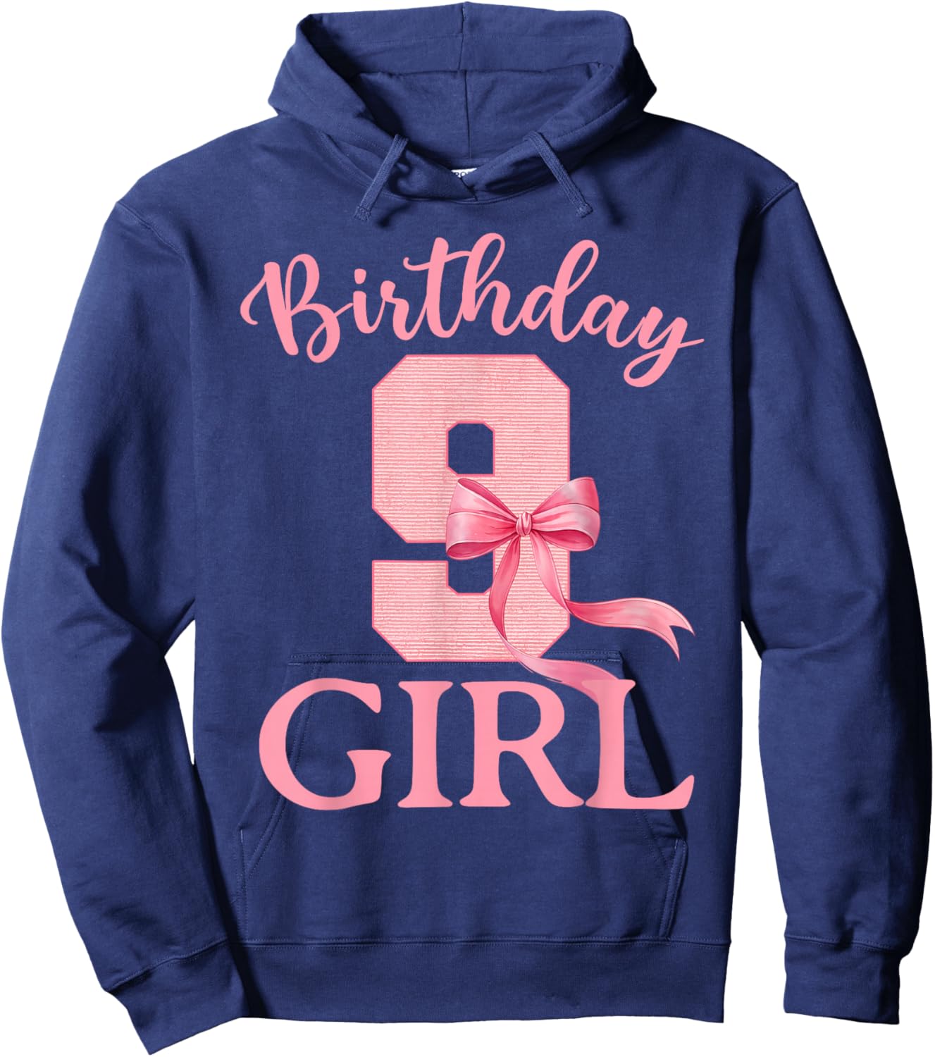 9th Birthday Girl Coquette Bow Themed 9 Year Old Girls Kids Hoodie - Hoodie | Navy