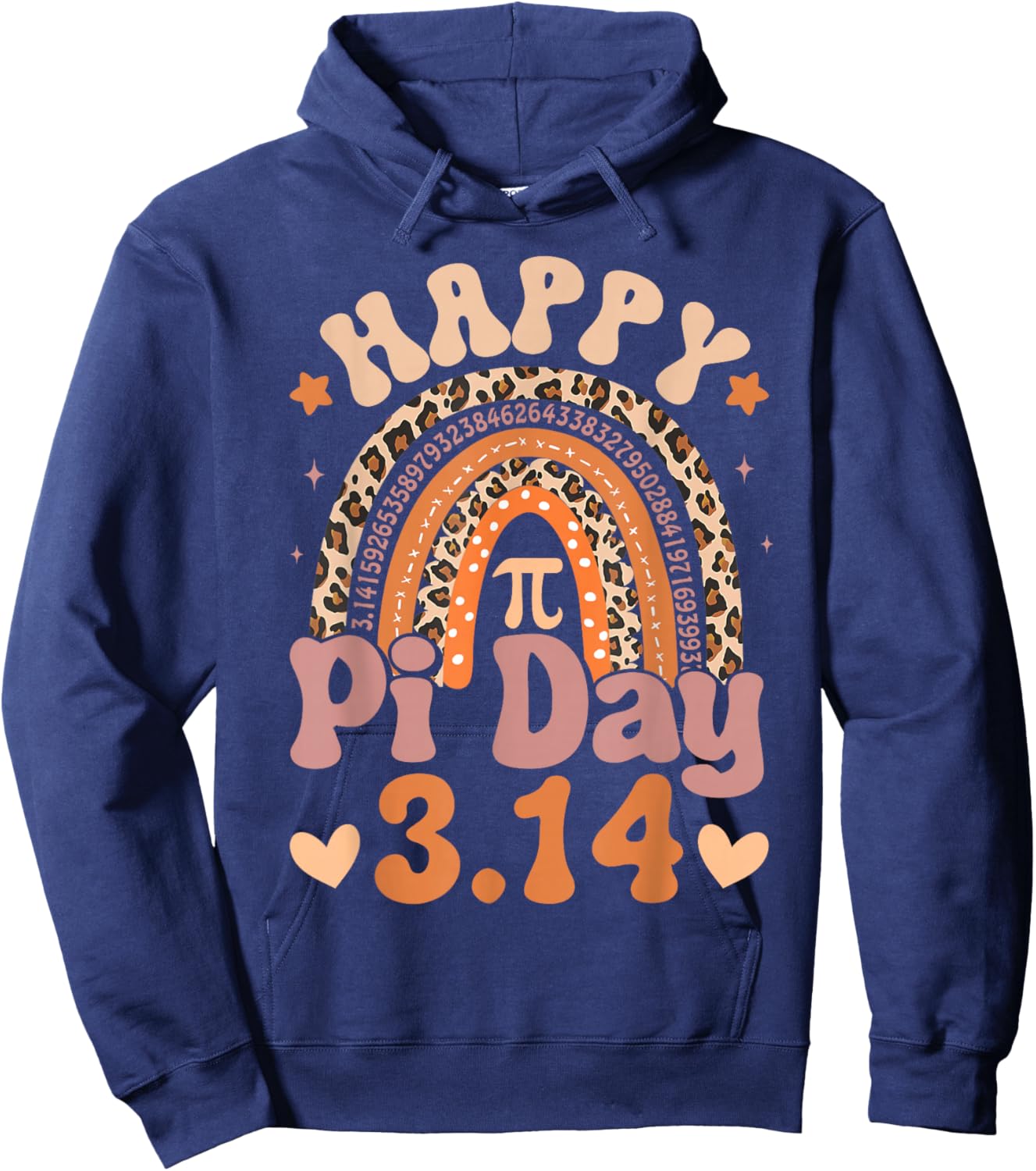 Happy Pi Day Shirts Pi Math Teacher 3.14 Leopard Rainbow Hoodie - Hoodie | Navy