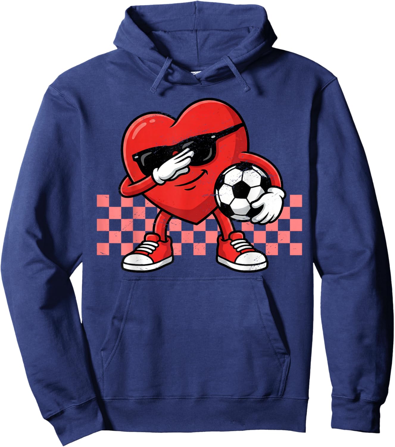 Boys Valentines Day Football Dab Soccer Heart Men Kids Teens Hoodie - Hoodie | Navy