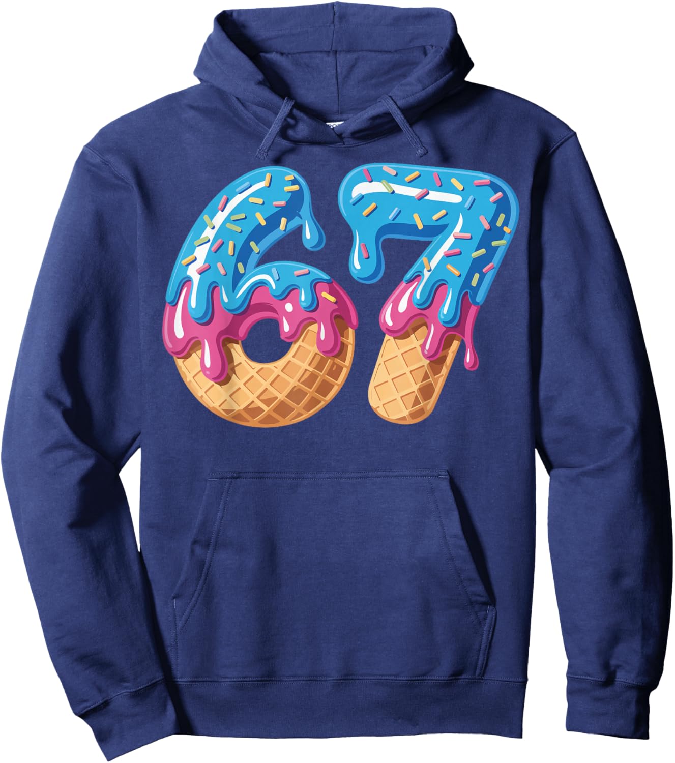 67 Ice Cream Drip Meme Funny Six Seven Gen Alpha Slang Hoodie - Hoodie | Navy