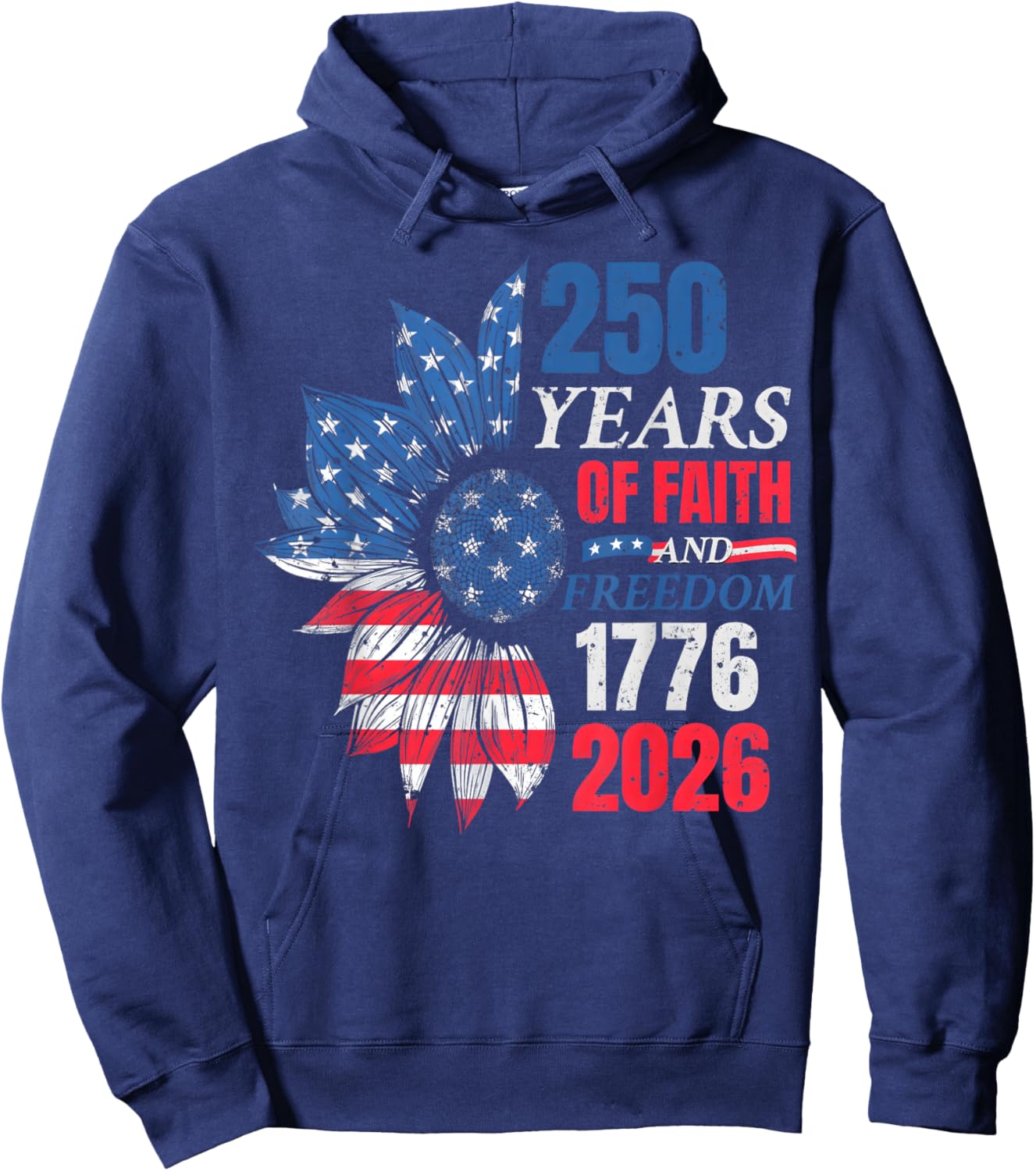 4th of July American Flag Vintage 250 Years 1776 2026 USA Hoodie - Hoodie | Navy
