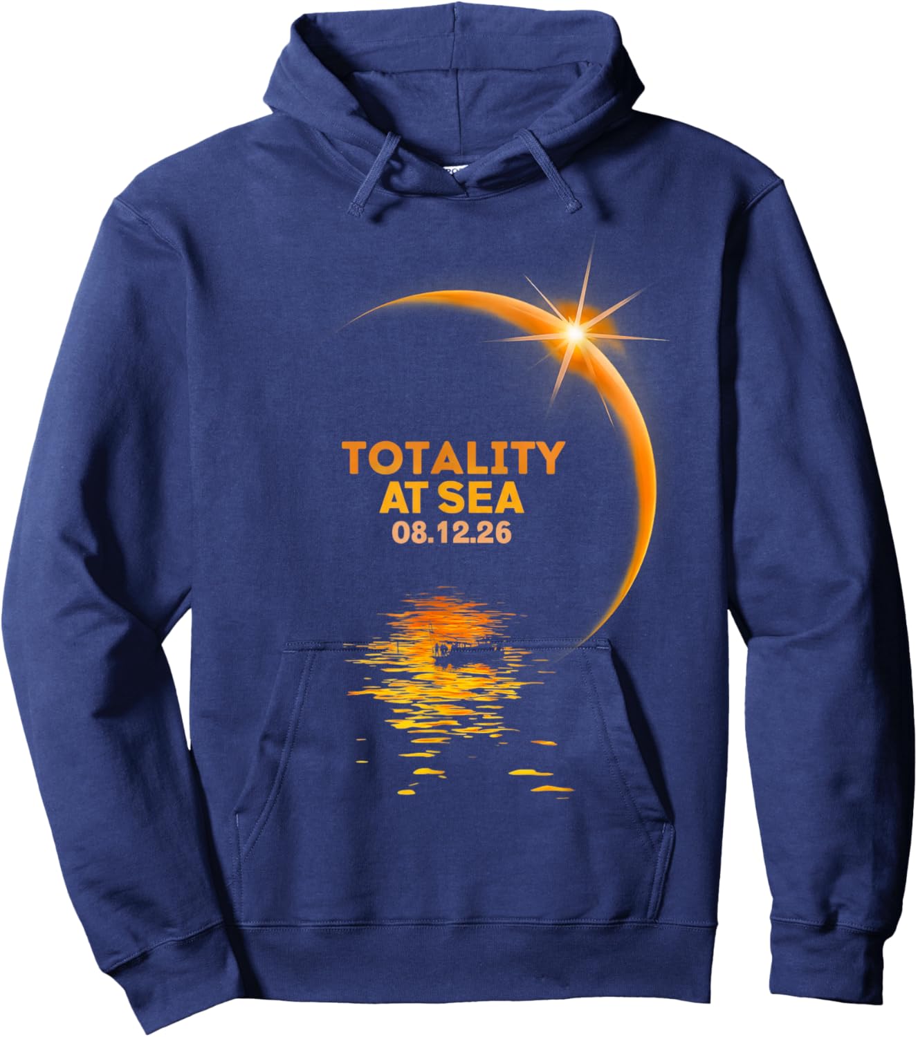 Totality At Sea 08 12 26 Total Solar Eclipse Sky Watchers Hoodie - Hoodie | Navy