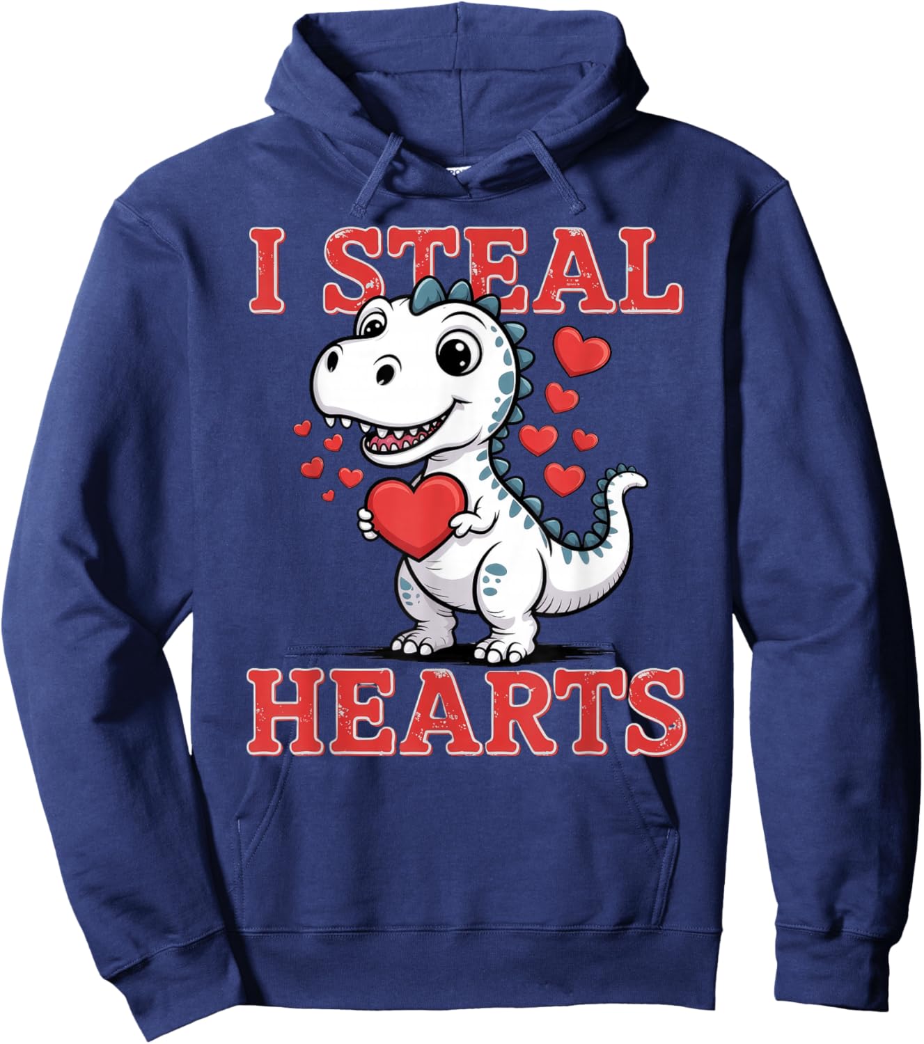 Valentine T rex I Steal Hearts Hoodie - Hoodie | Navy