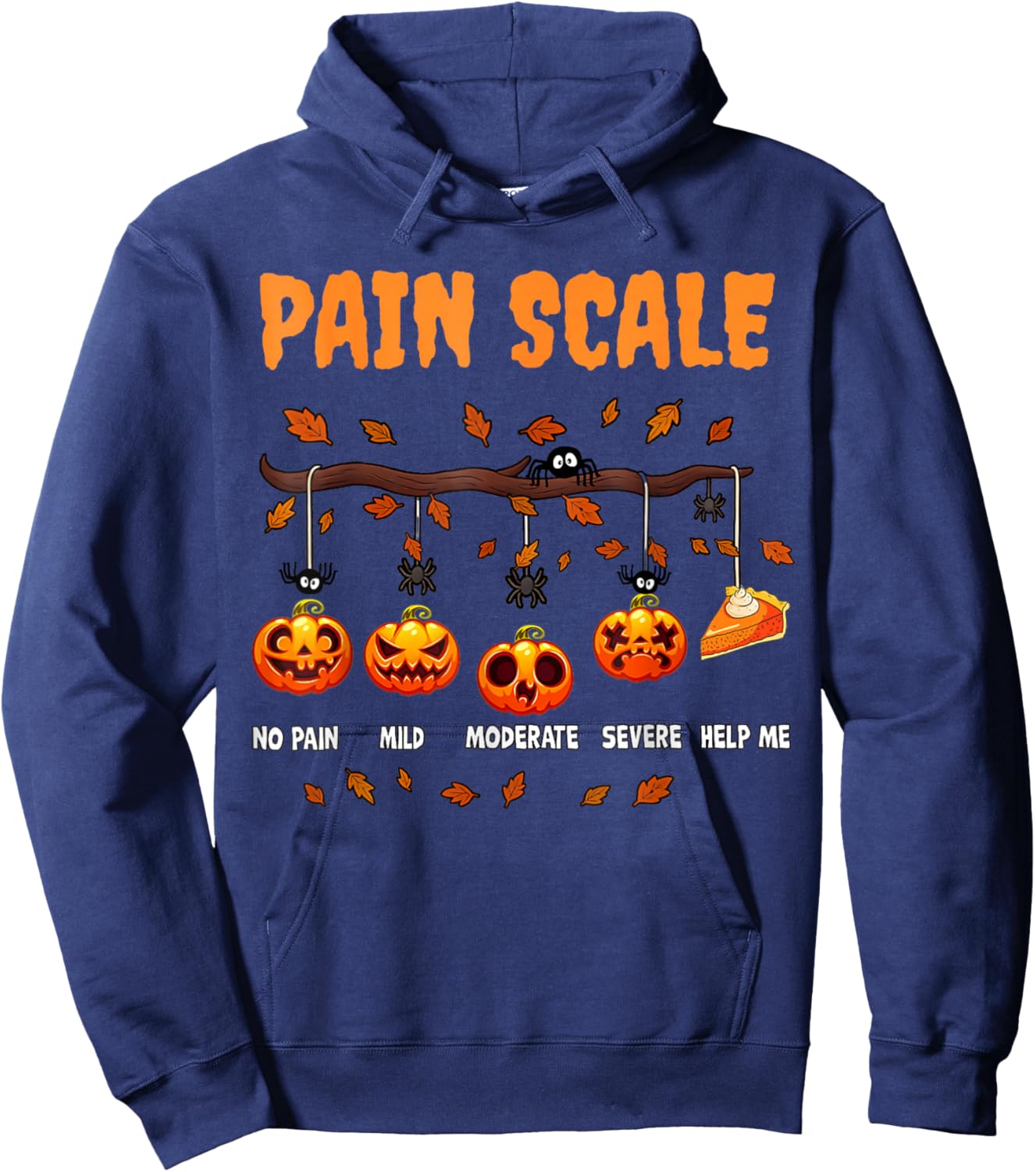 Halloween Pain Scale Funny Pumpkin Design for Fall Hoodie - Hoodie | Navy