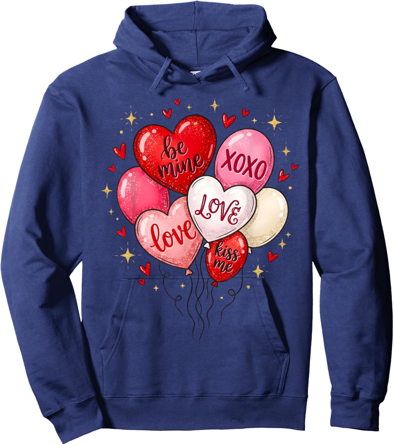 Valentine Balloon Heart Kiss Me XOXO Girl Women Kid Hoodie - Hoodie | Navy