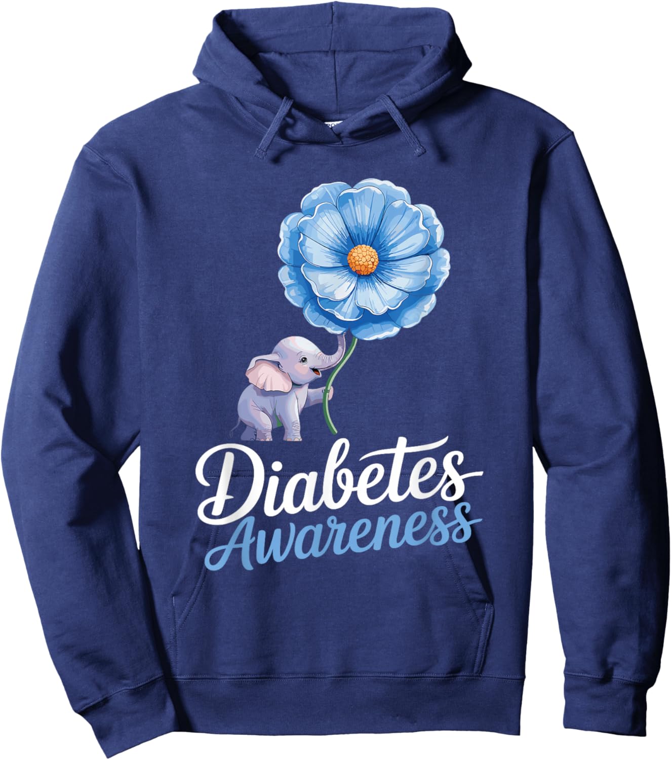 Elephants Sunflower Diabetes Awareness Day Hoodie - Hoodie | Navy