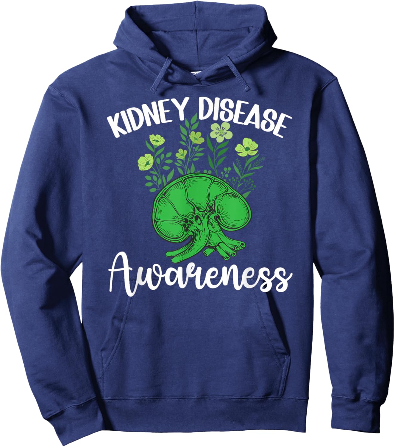 Kidney Disease Awareness Flowers Kidney Disease Warrior Hoodie - Hoodie | Navy