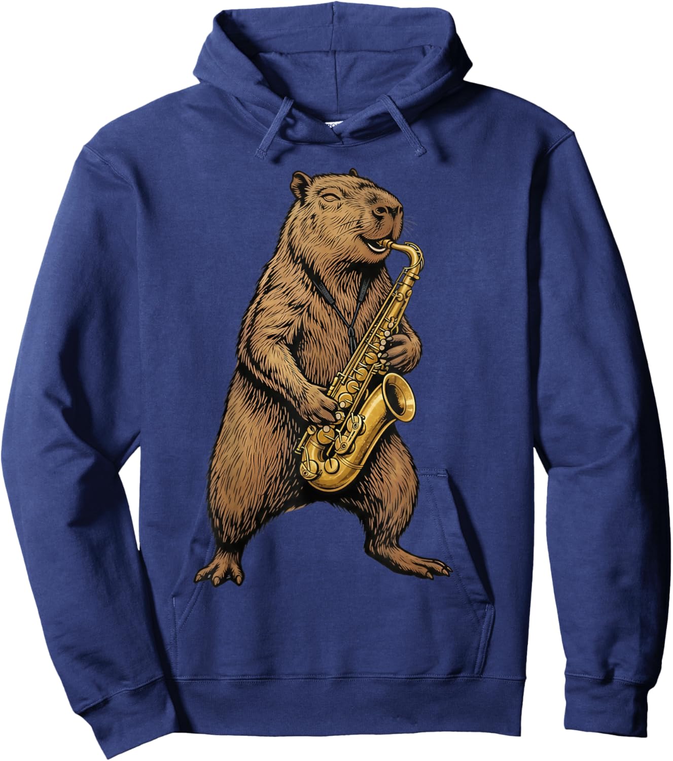 Capybara Saxophone Funny Jazz Animal Music Lover Hoodie - Hoodie | Navy