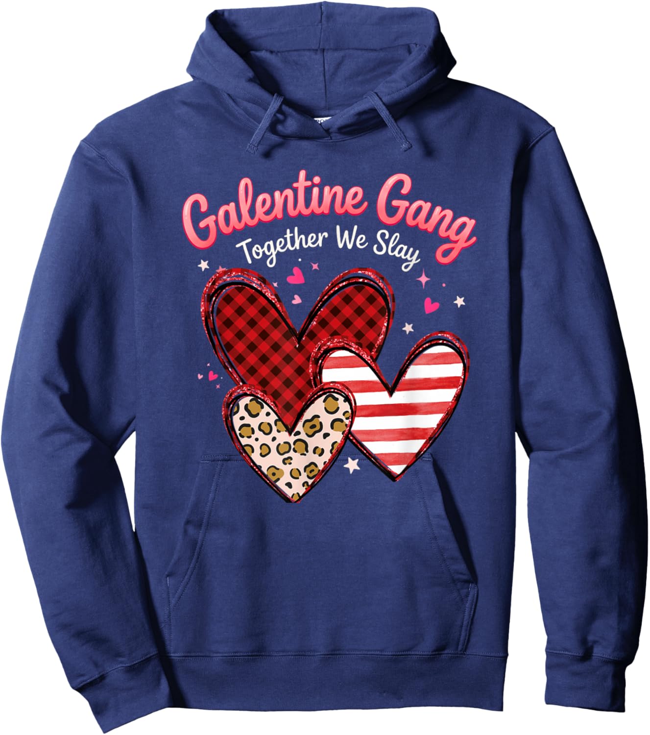Valentines Day Galentines Gang Hearts Valentine Women Girls Hoodie - Hoodie | Navy