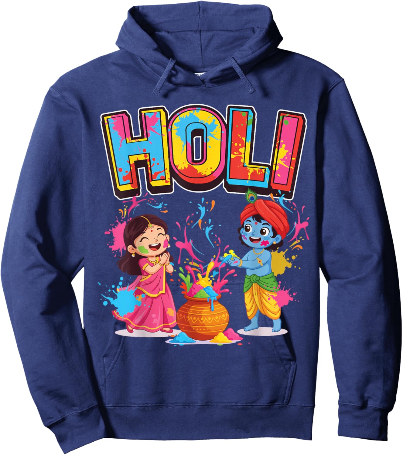 Holi Indian Hindu Spring Holi Festival of Colors Happy Holi Hoodie - Hoodie | Navy