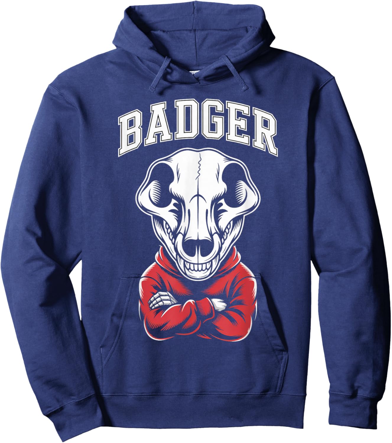 Cool Badgers Skull, Fun Animal Graphic Hoodie - Hoodie | Navy