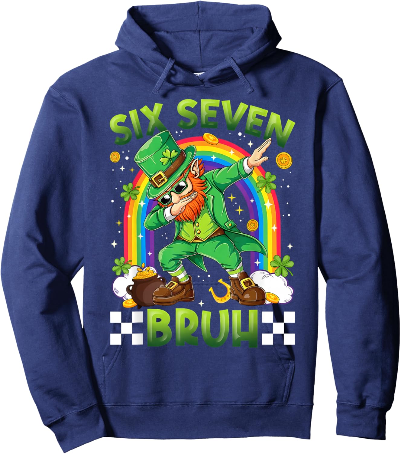 St Patrick's Day Six Seven 67 Bruh Dabbing Leprechaun Hoodie - Hoodie | Navy