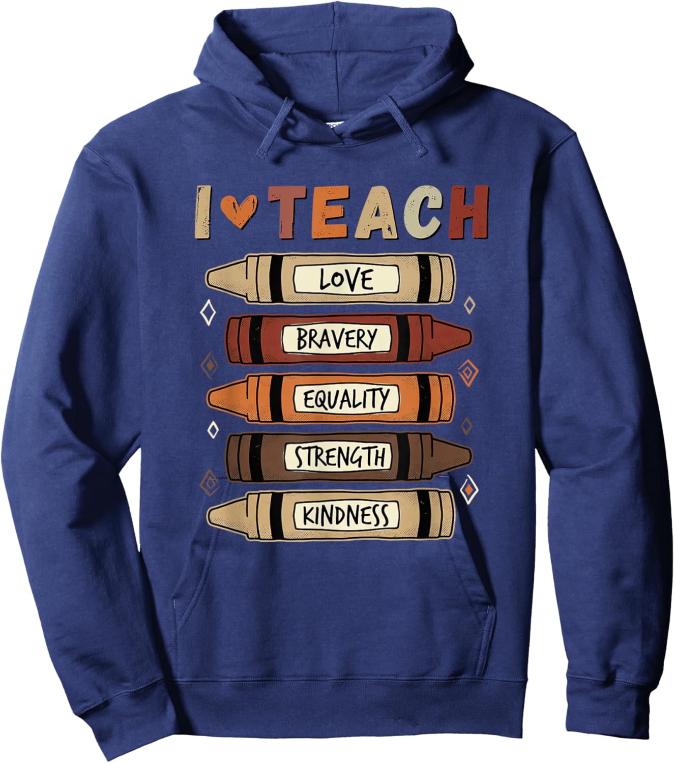 I Teach Black History Month Teacher Melanin Pride Crayons Hoodie - Hoodie | Navy
