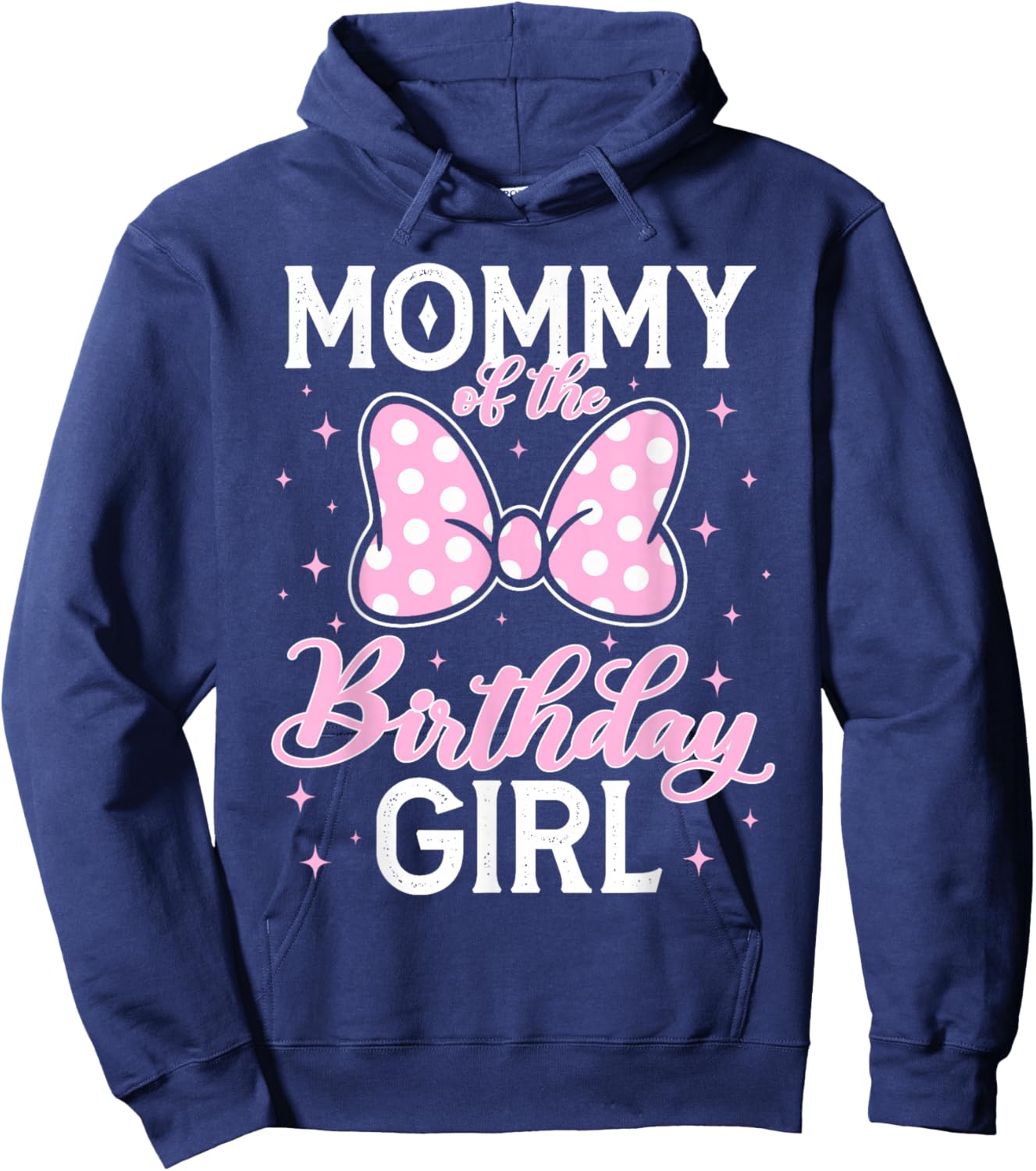 Mommy of The Birthday Girl Kids Family Matching Pink Bow Hoodie - Hoodie | Navy