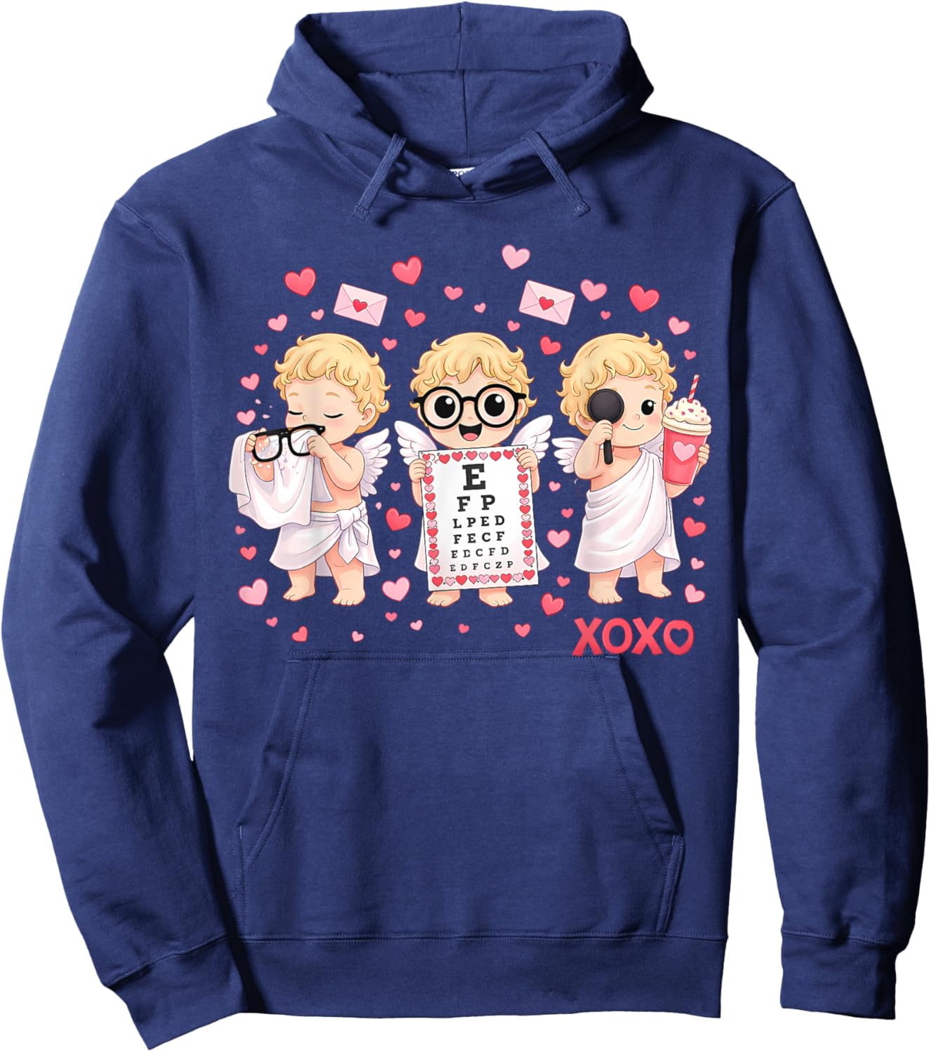 XOXO Cupid Vision Squad Optometrist Valentines Day Eye Dr Hoodie - Hoodie | Navy