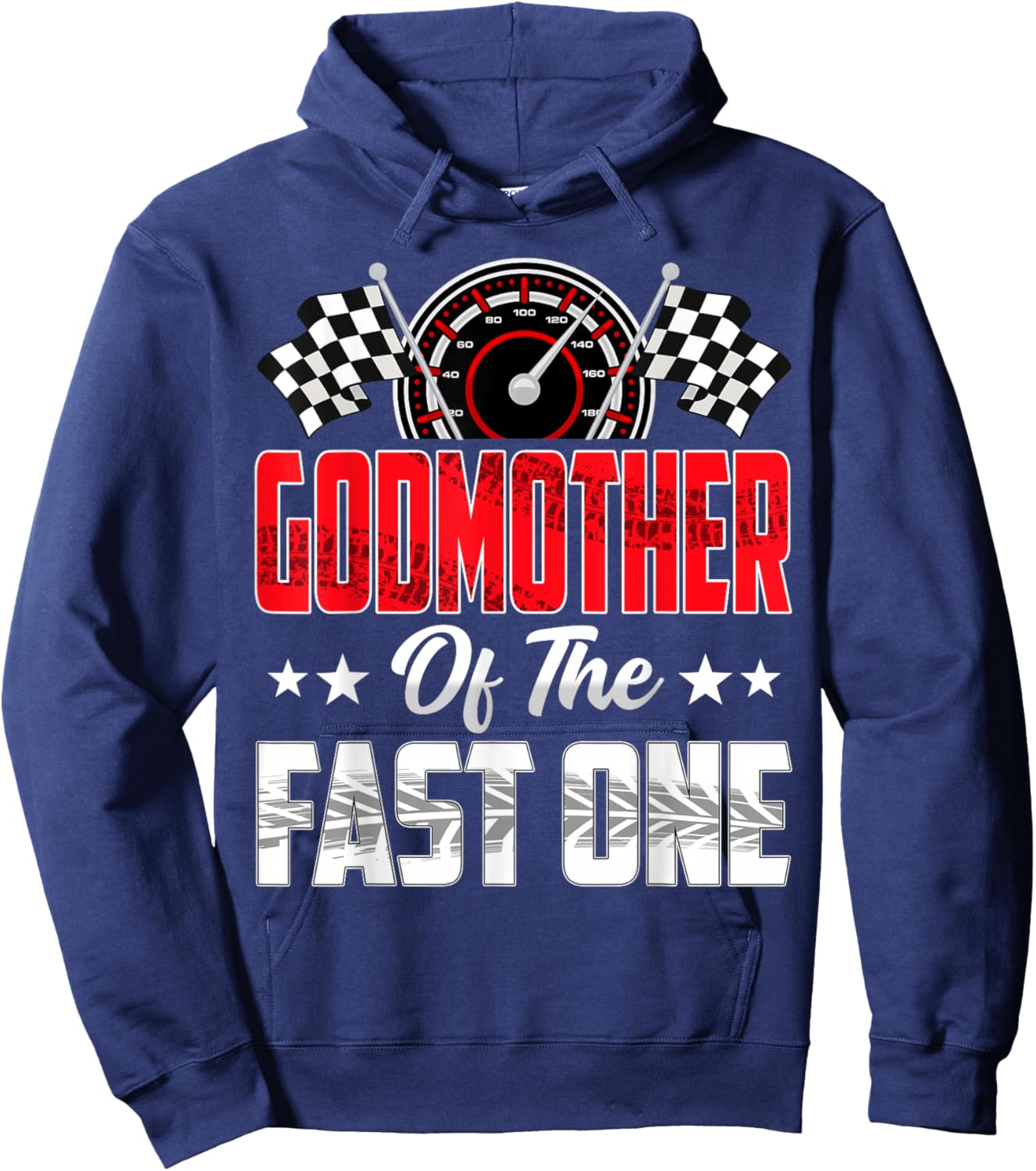 Godmother of The Fast One Birthday 1st Race Car Family Hoodie - Hoodie | Navy