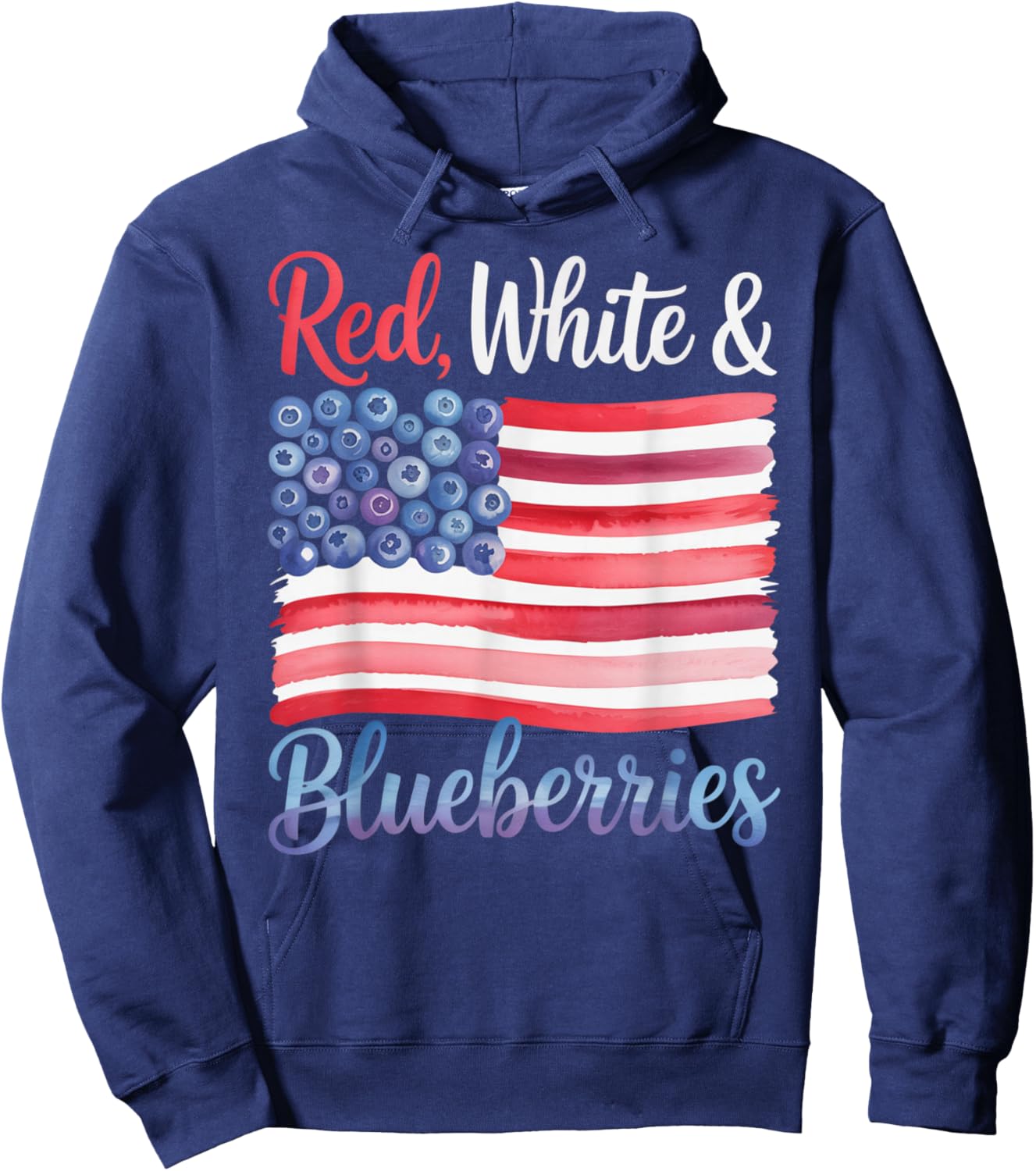 Red White and Blueberries Sweet Patriotic American Flag Hoodie - Hoodie | Navy