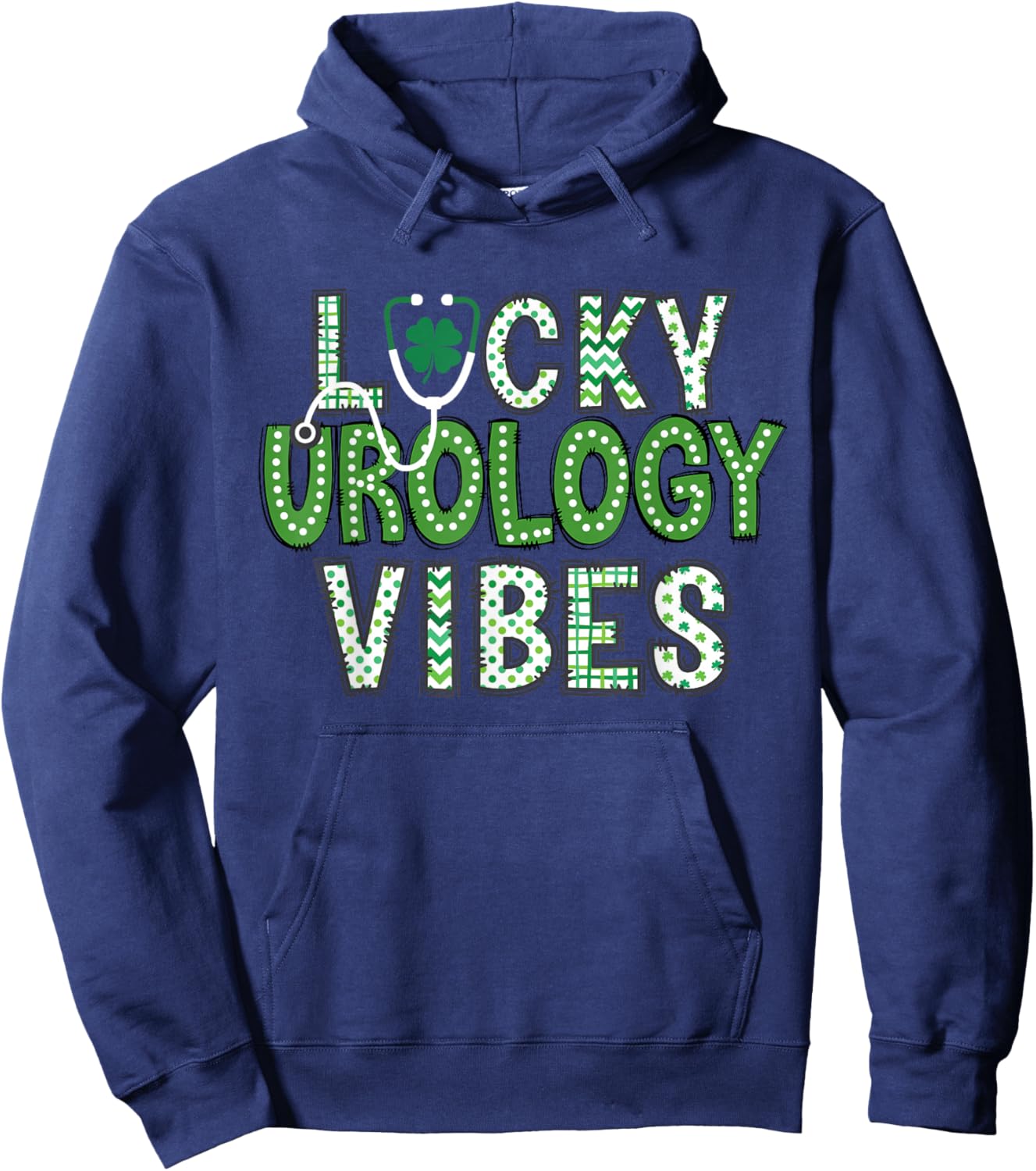 Lucky Urology Vibes St Patrick's Day Urologist Nurse Kidney Hoodie - Hoodie | Navy