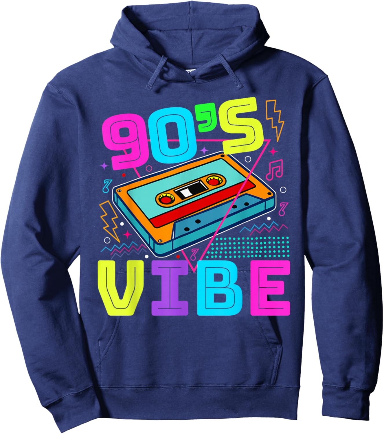 90's Vibe Retro Style Cassette Tape 1990s Nostalgic Vibes Hoodie - Hoodie | Navy