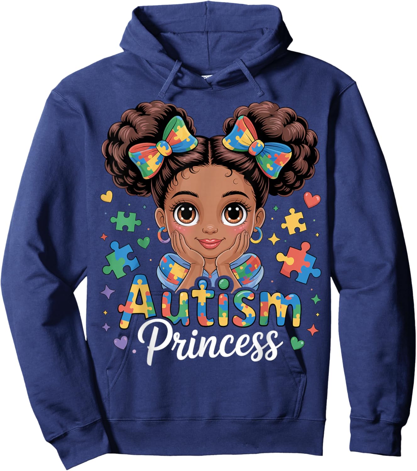 Autism Princess Coquette Bow Daughter Autism Awareness Girls Hoodie - Hoodie | Navy