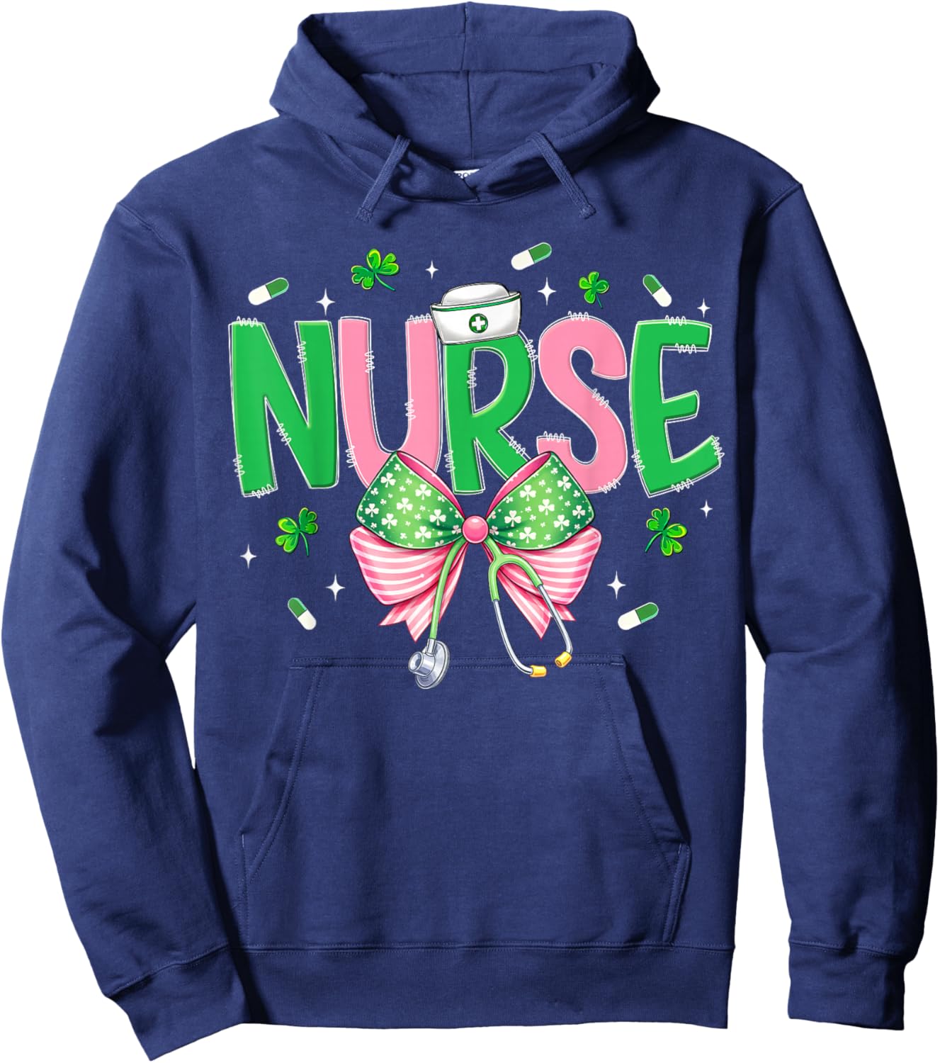 Irish Coquette Nurse Stethoscope Scrub St Patricks Day Nurse Hoodie - Hoodie | Navy