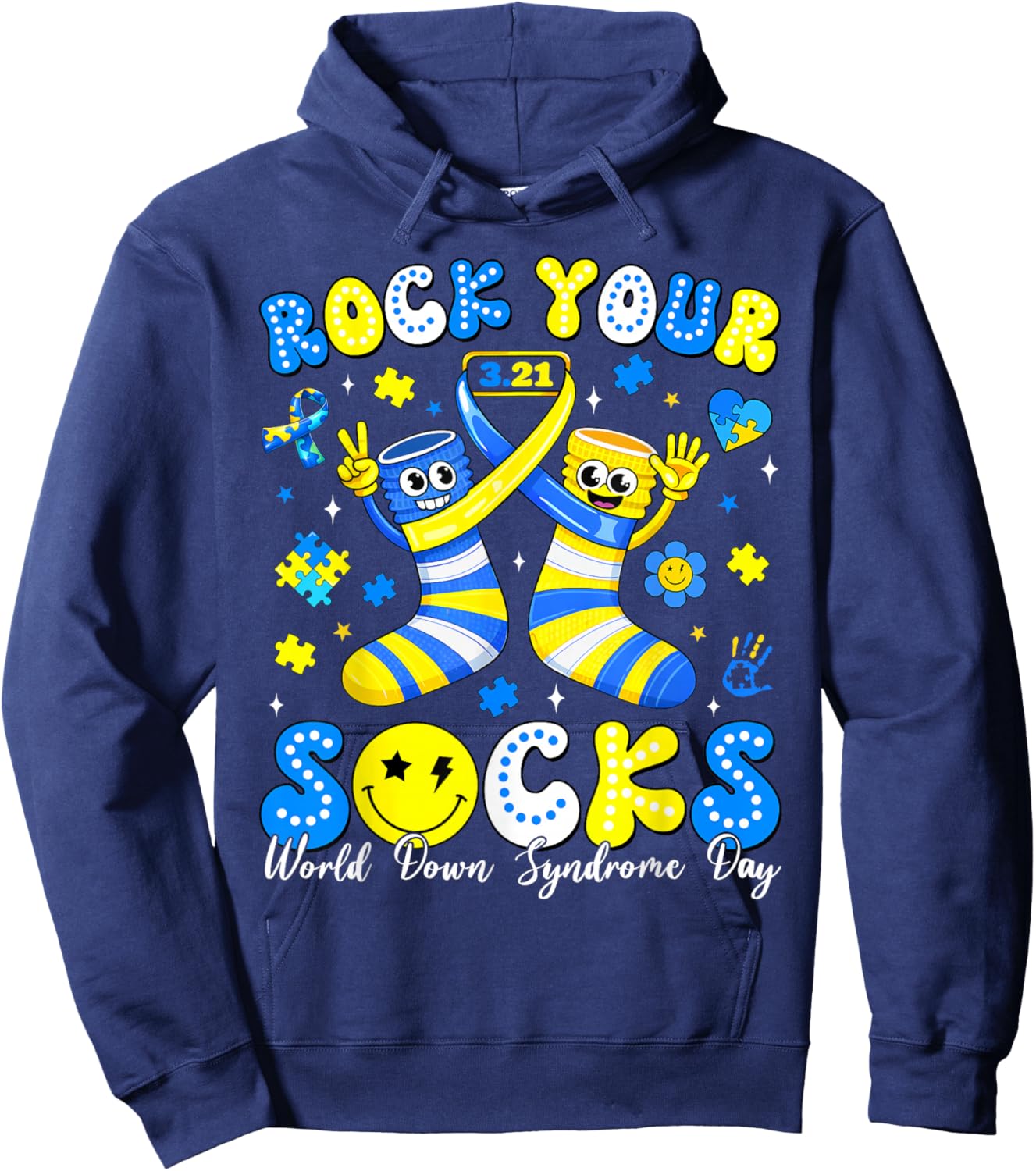 Rock Your Socks World Down Syndrome Awareness Day WDSD Kid Hoodie - Hoodie | Navy