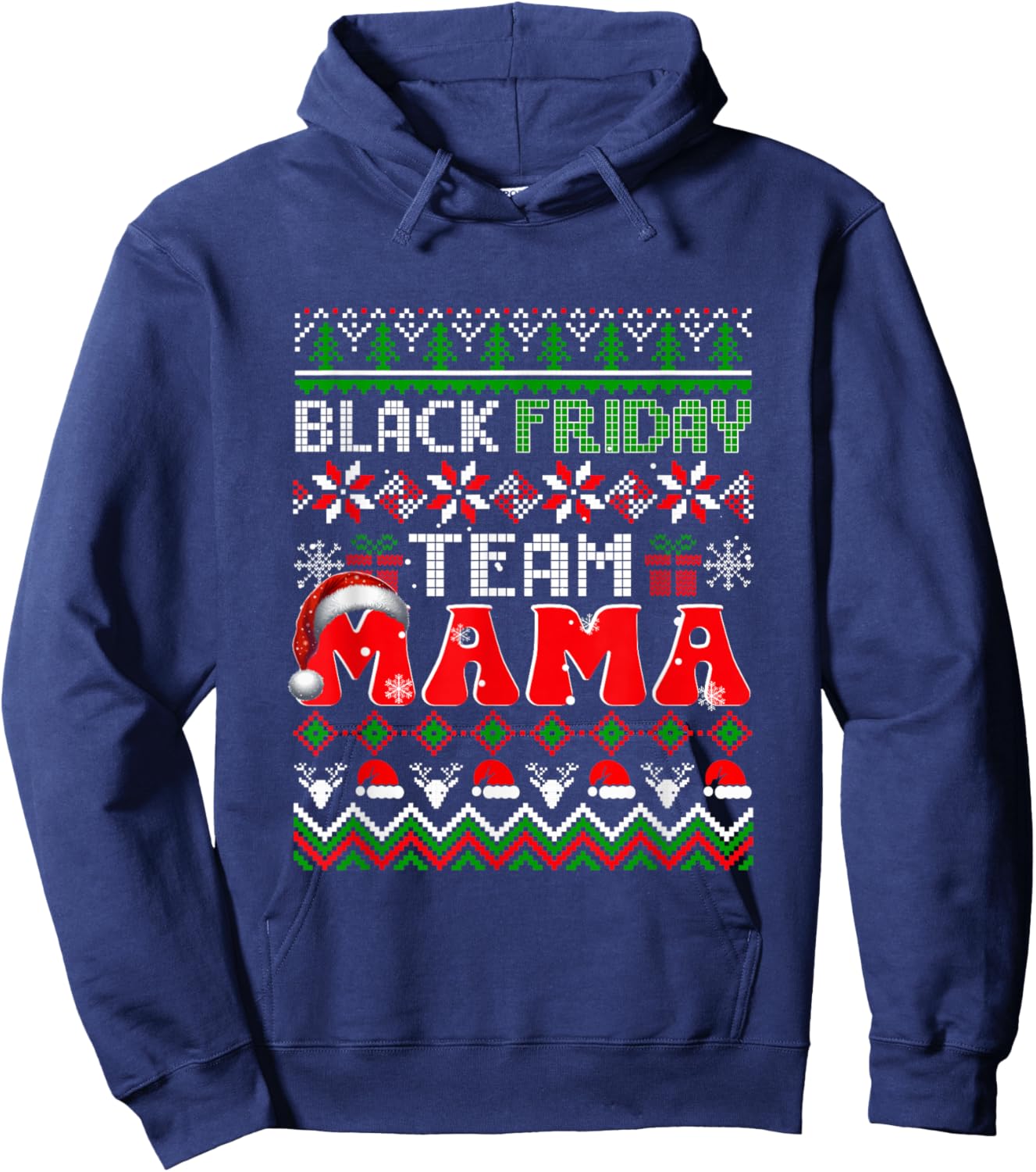 Funny Joke Friday Shopping Team Mama Christmas Family Hoodie - Hoodie | Navy