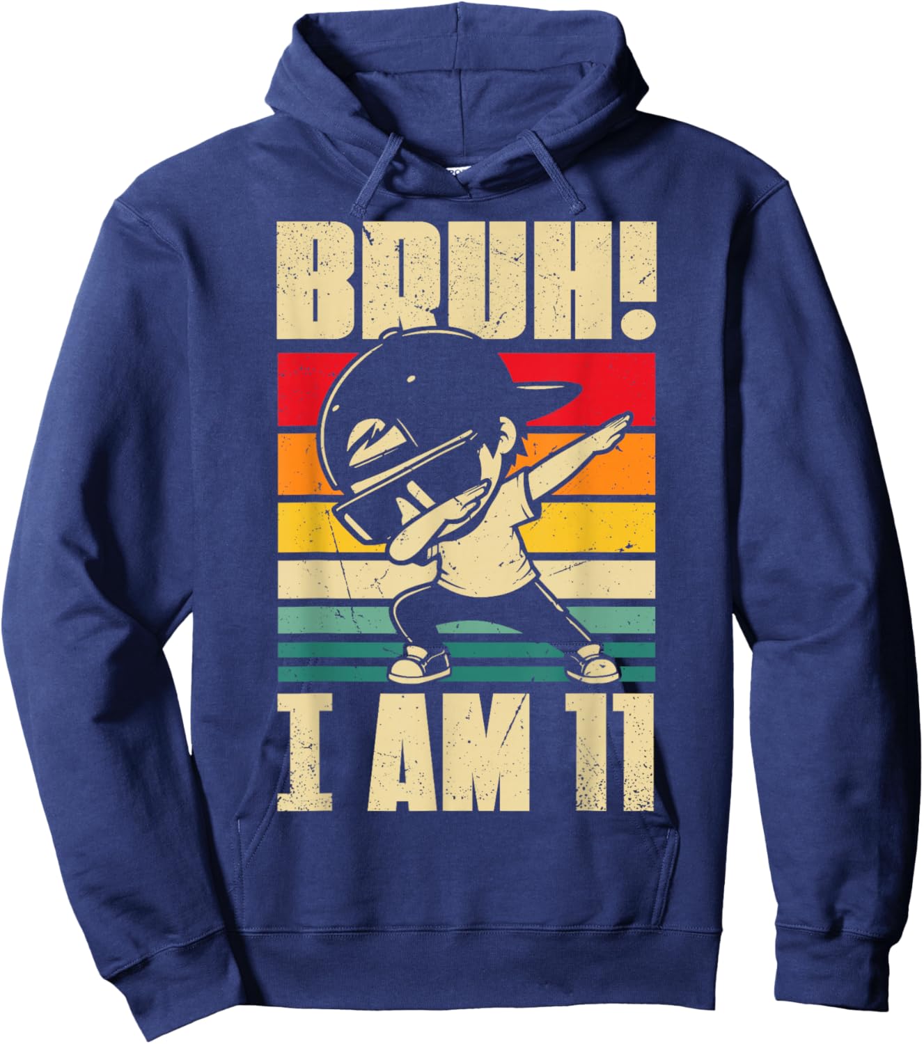 Bruh I Am 11 Year Old Dabbing Boy 11th Birthday Decorations Hoodie - Hoodie | Navy