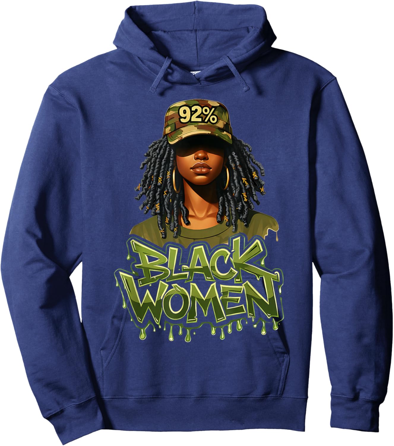 92% Black Women 92 Percent Melanin Queen Afro Pride Hoodie - Hoodie | Navy