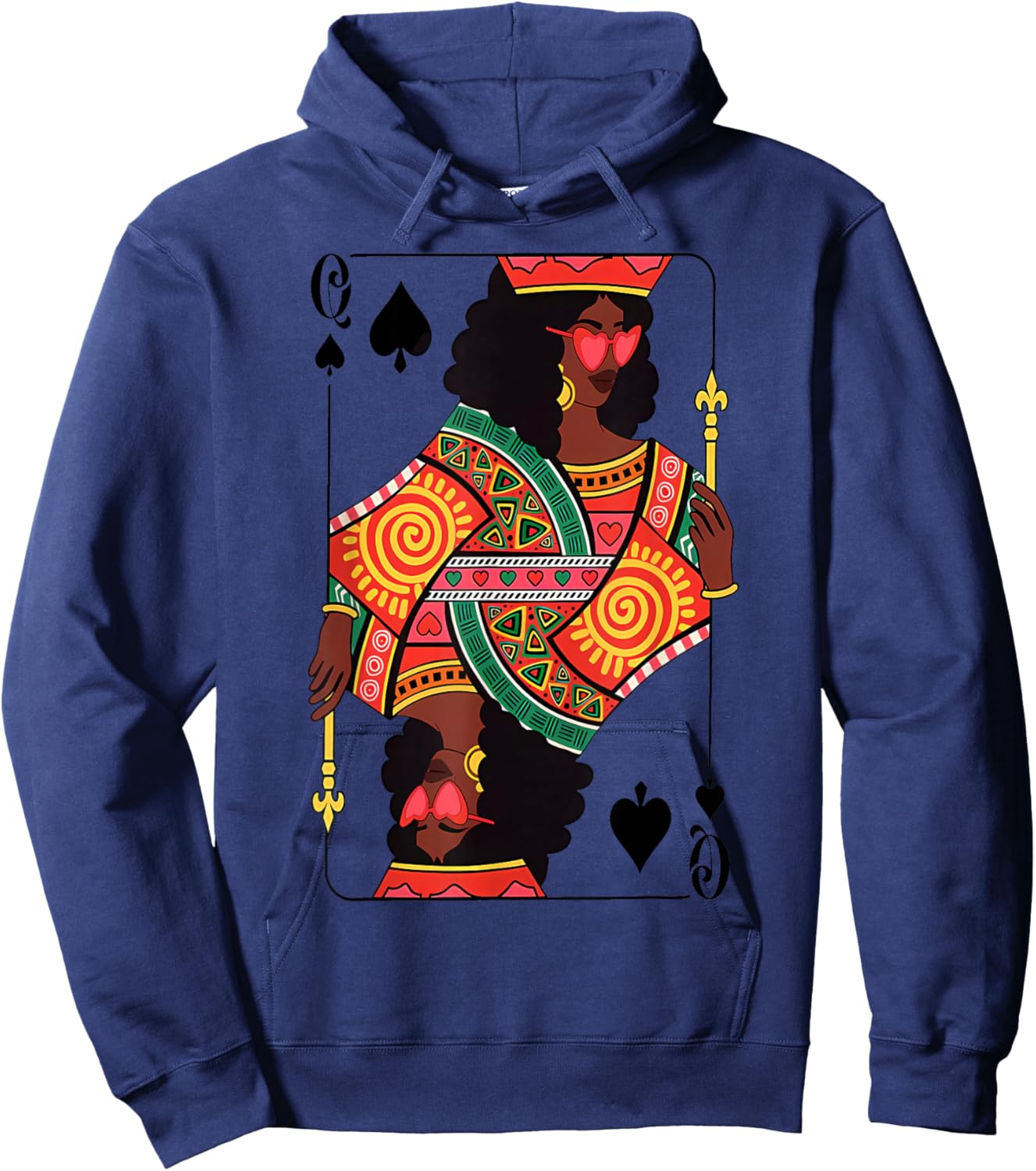 Black Queen of Hearts Card Deck Game Proud Black History Hoodie - Hoodie | Navy
