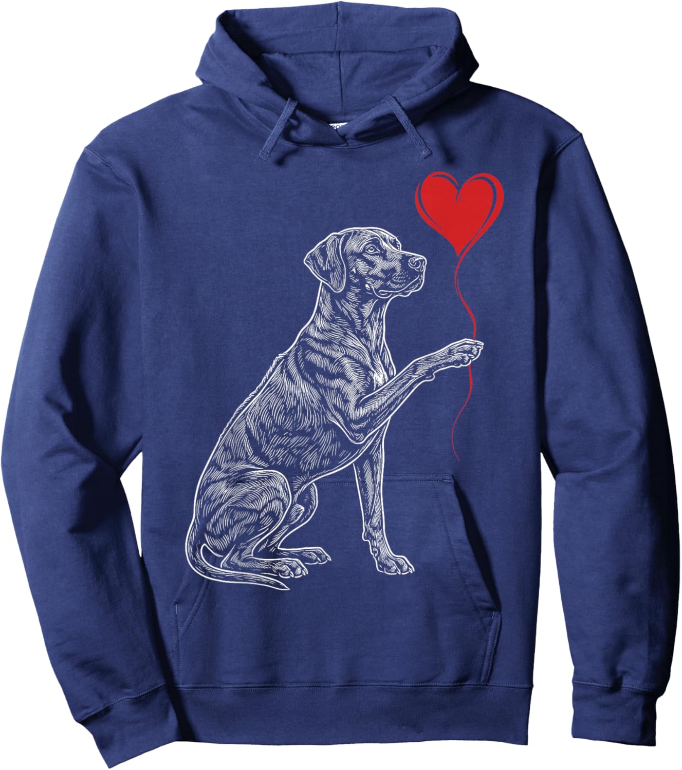 Rhodesian Ridgeback Lover Dog Art Holding Heart Valentines Hoodie - Hoodie | Navy