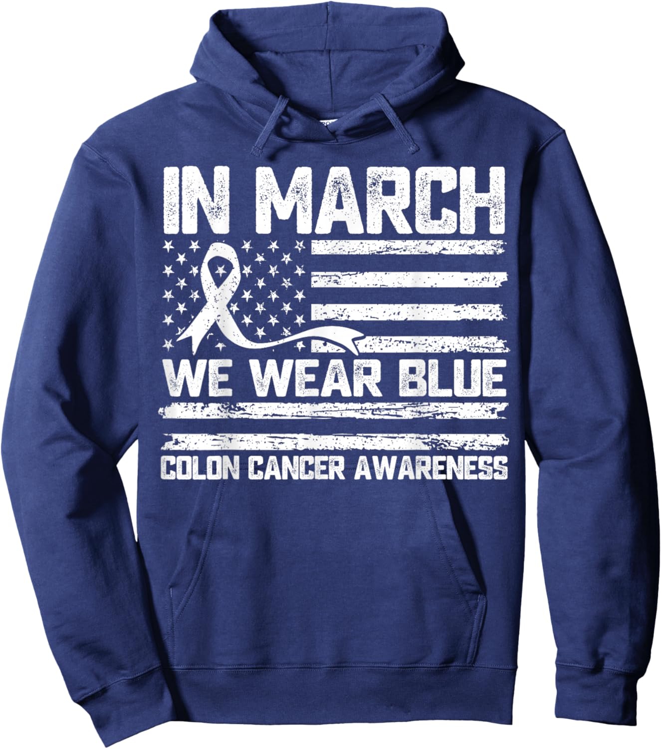 in March We Wear Blue Colon Cancer Awarness Month Hoodie - Hoodie | Navy