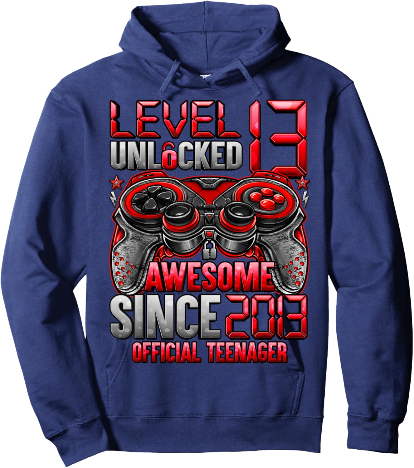 Official Teenager Level 13 Unlocked Boys 13th Birthday Boy Hoodie - Hoodie | Navy