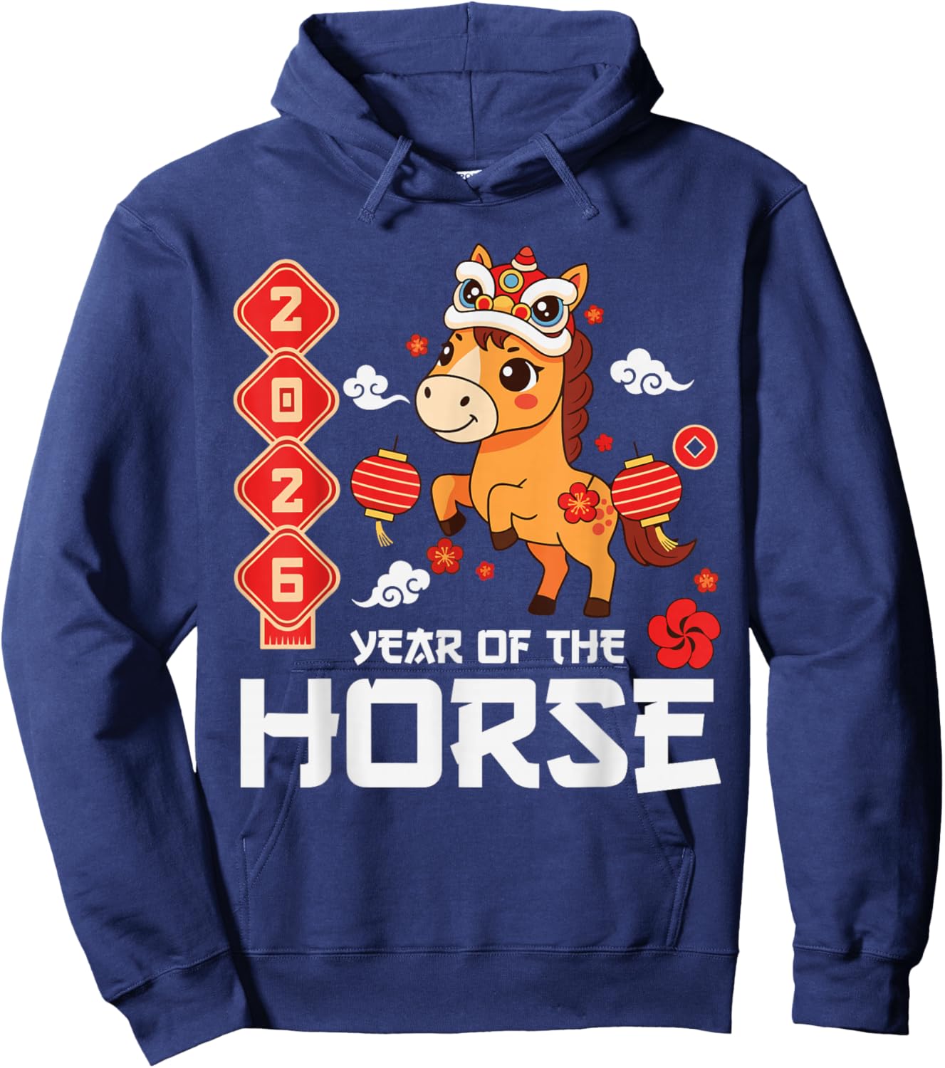 Year of The Horse 2026 Cute Kawaii Chinese New Year Kids Hoodie - Hoodie | Navy